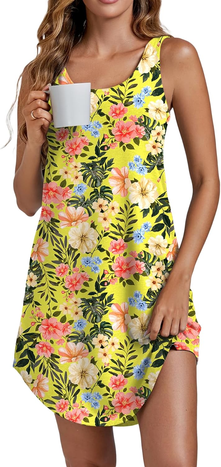 Vrtige Women's Tank Nightgown Sleeveless Sleepwear Scoop Neck Full Slip Chemise Nightdress