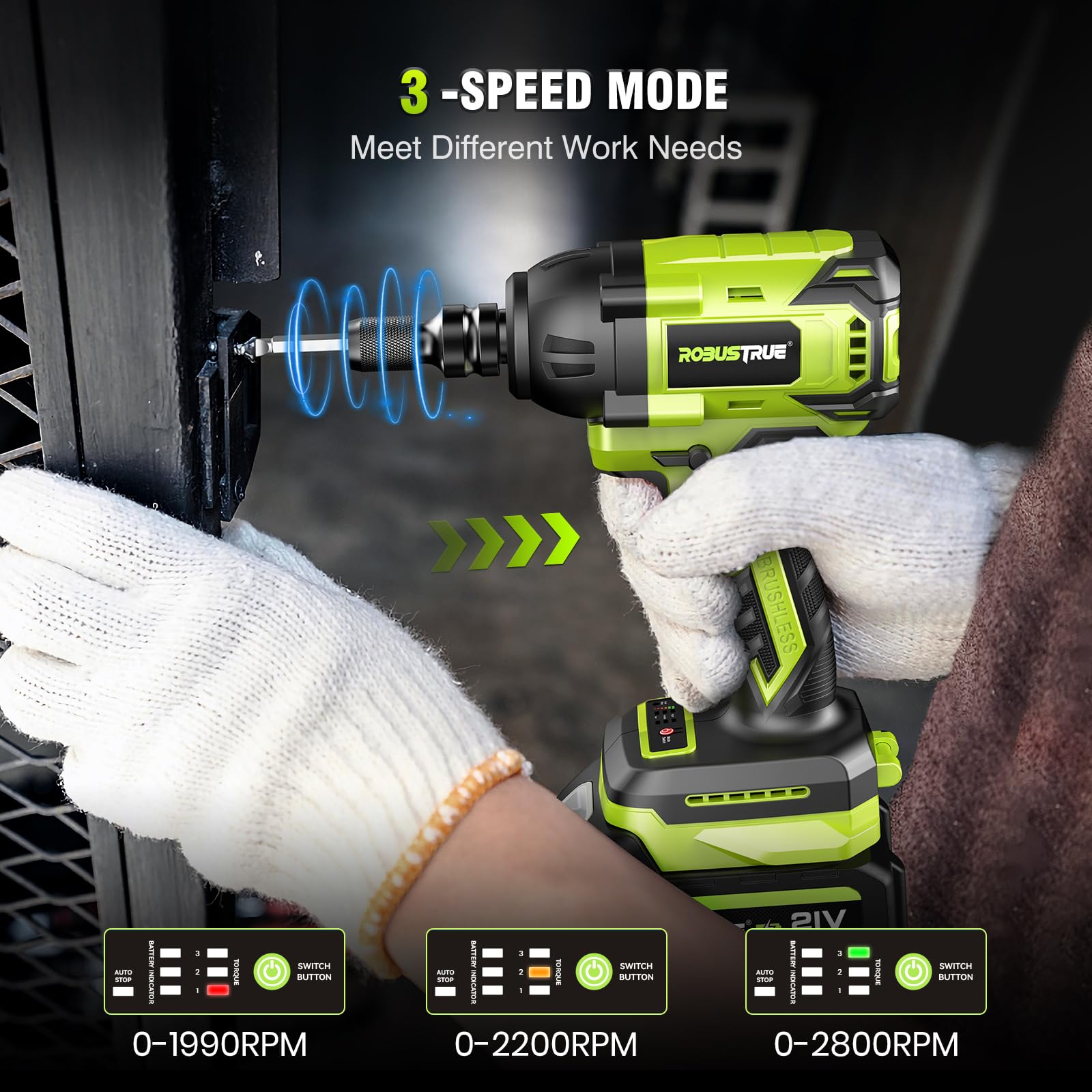 Cordless Impact Wrench, 406Ft-lbs (550N.m) Brushless 1/2 inch, 2800RPM High Torque Impact Gun, 2x 4.0Ah Battery, Charger, 4 Sockets, Electric Impact Wrench for Car Home