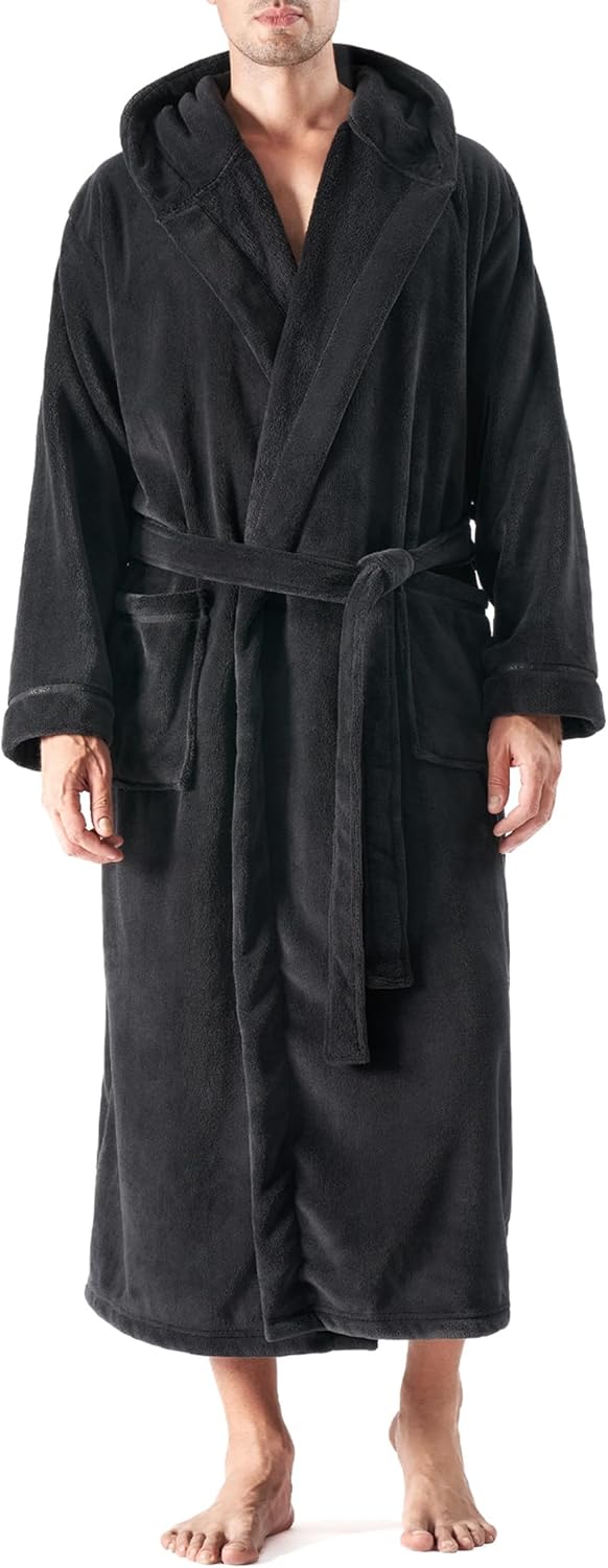 DAVID ARCHY Men's Soft Fleece Plush Robe Full Length Long Bathrobe