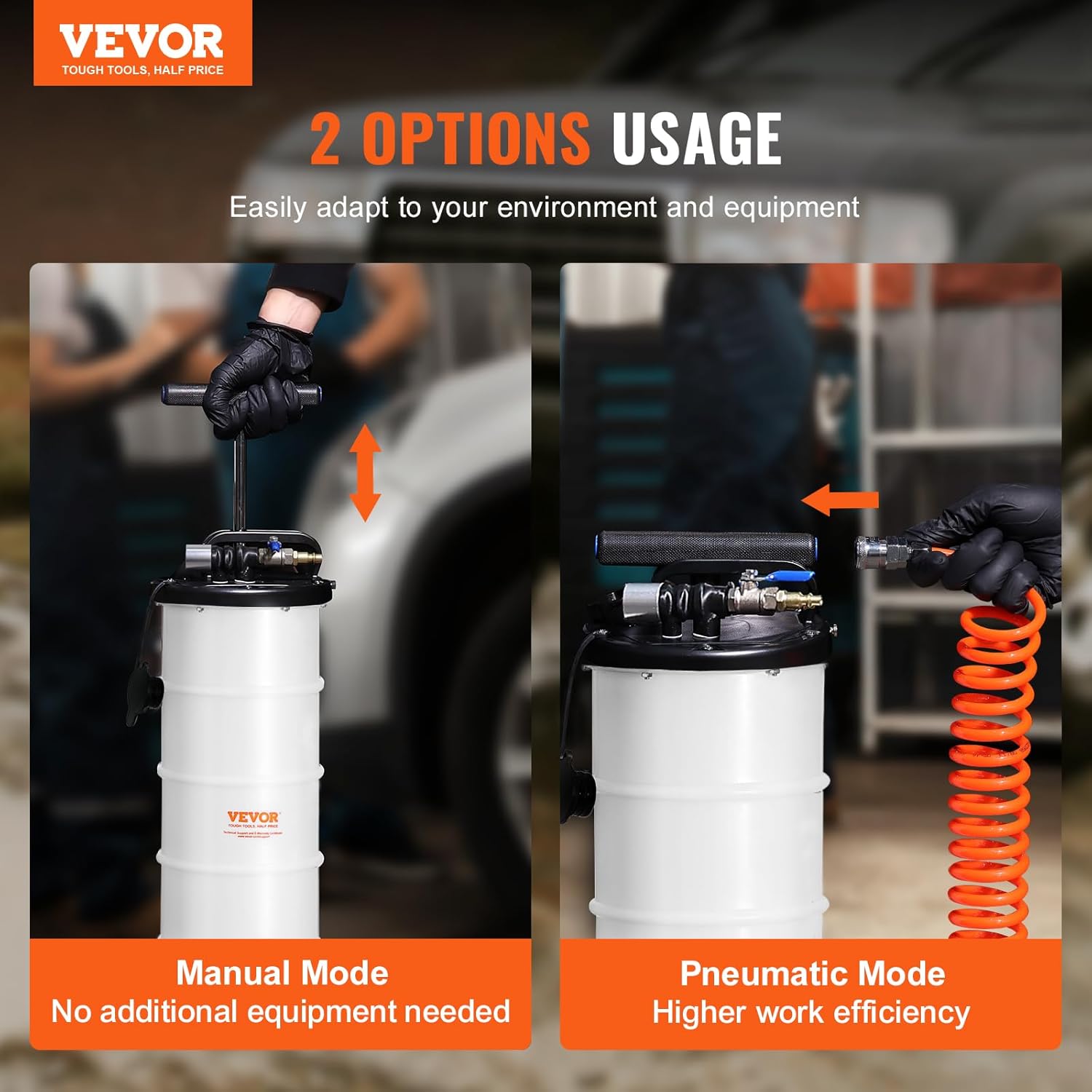 VEVOR 6.5L Pneumatic/Manual Oil Extractor Pump, Fluid Extractor Pump for Automotive Fluids Vacuum Evacuation, Oil Change & Fluid Change Tool with Dipstick and Suction Hose