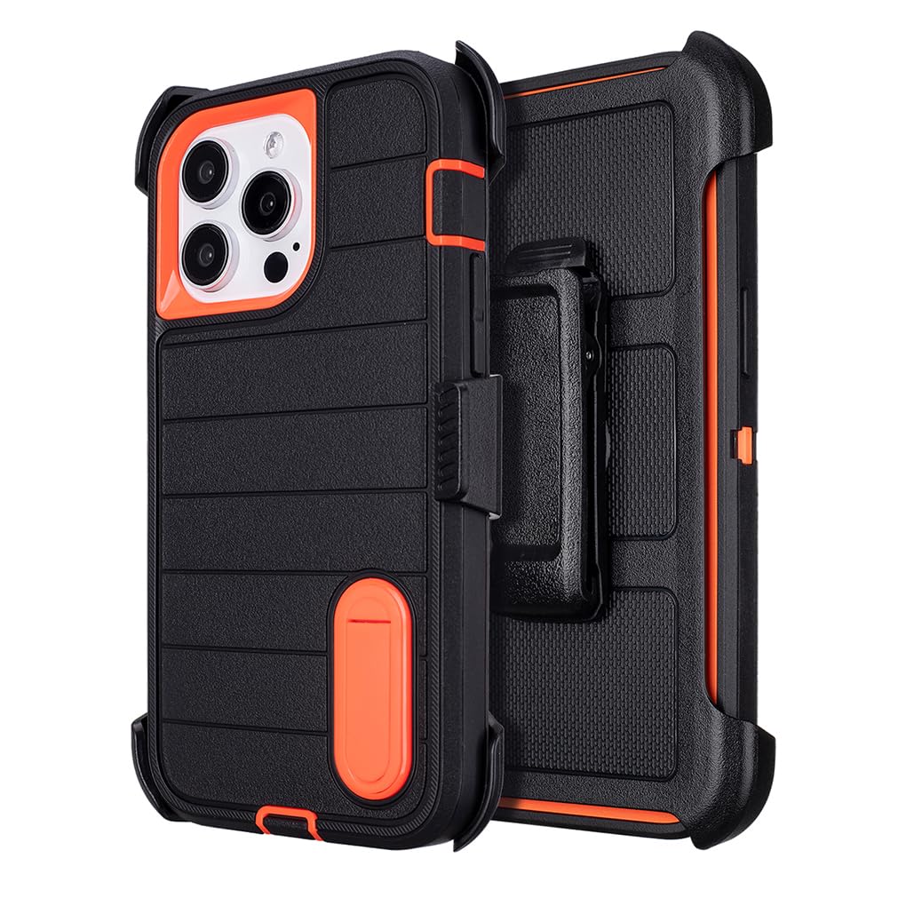 for Phone Case iPhone 14 Pro Max Case Black with Belt Clip Heavy Duty Holster for Shockproof Cases,3 Layers of Sturdy,Military Grade Defender Cover for iPhone 14 Pro Max Cases Black 6.7 Inch