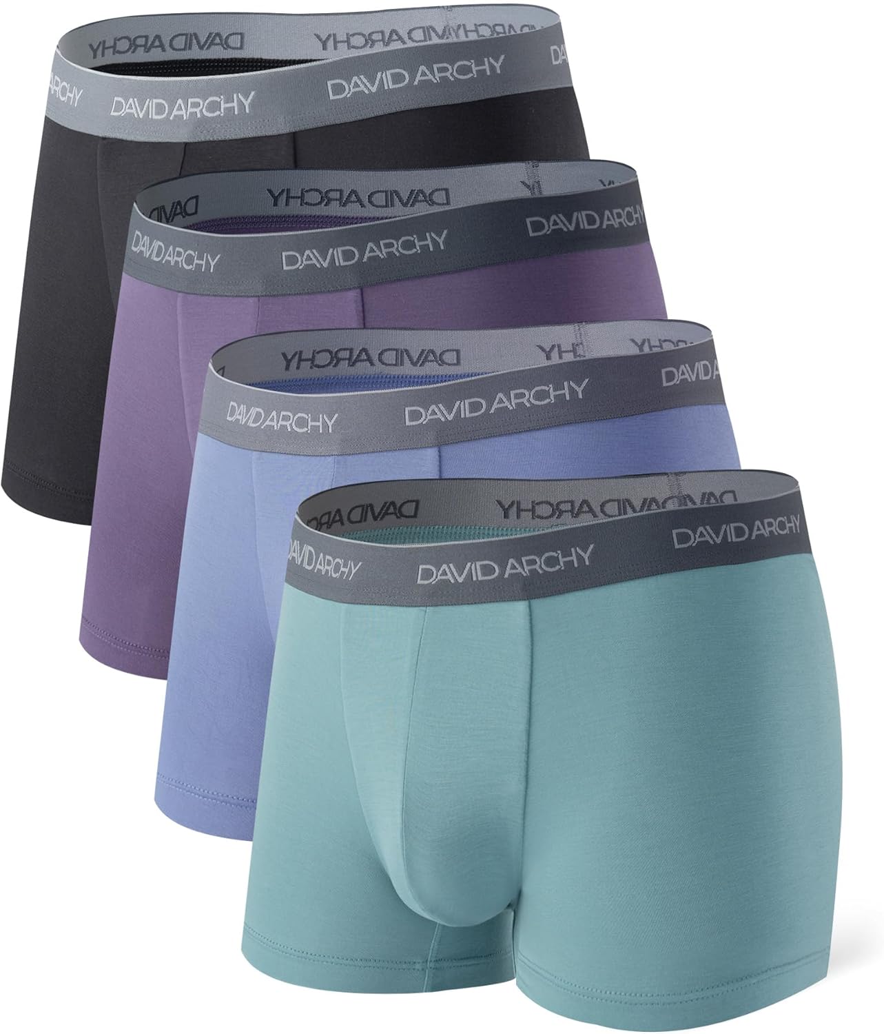 DAVID ARCHY Mens Trunks Underwear Soft Breathable Rayon Made from Bamboo Trunk No Fly Pouch