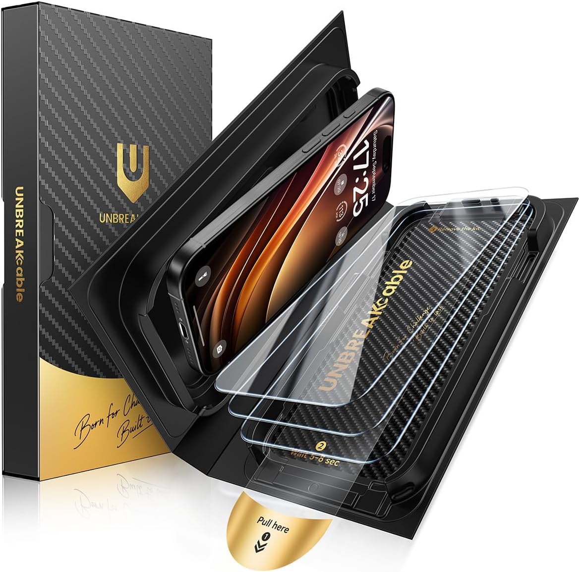 UNBREAKcable for iPhone 16 Pro Screen Protector [Quick-Installation Box] 3-Pack 9H+ Hardness Shatterproof Tempered Glass [99.99% HD Clear] [Case Friendly] [Bubble Free] for Apple 16 Pro 6.3 inch