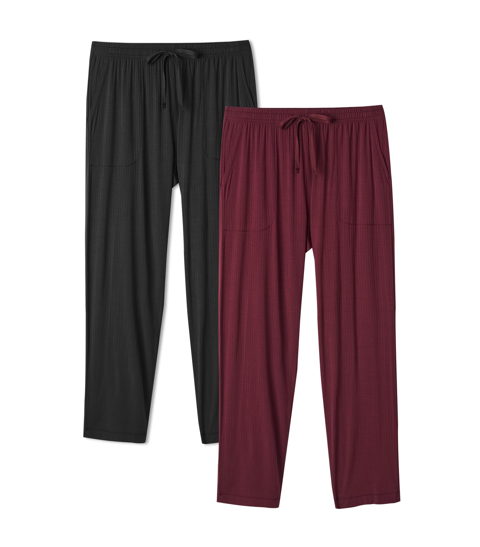 DAVID ARCHY Mens Pajama Pants Bamboo Rayon Lightweight Knit Sleep Bottoms, Soft Lounge Pants with Pockets PJs, 2 Pack