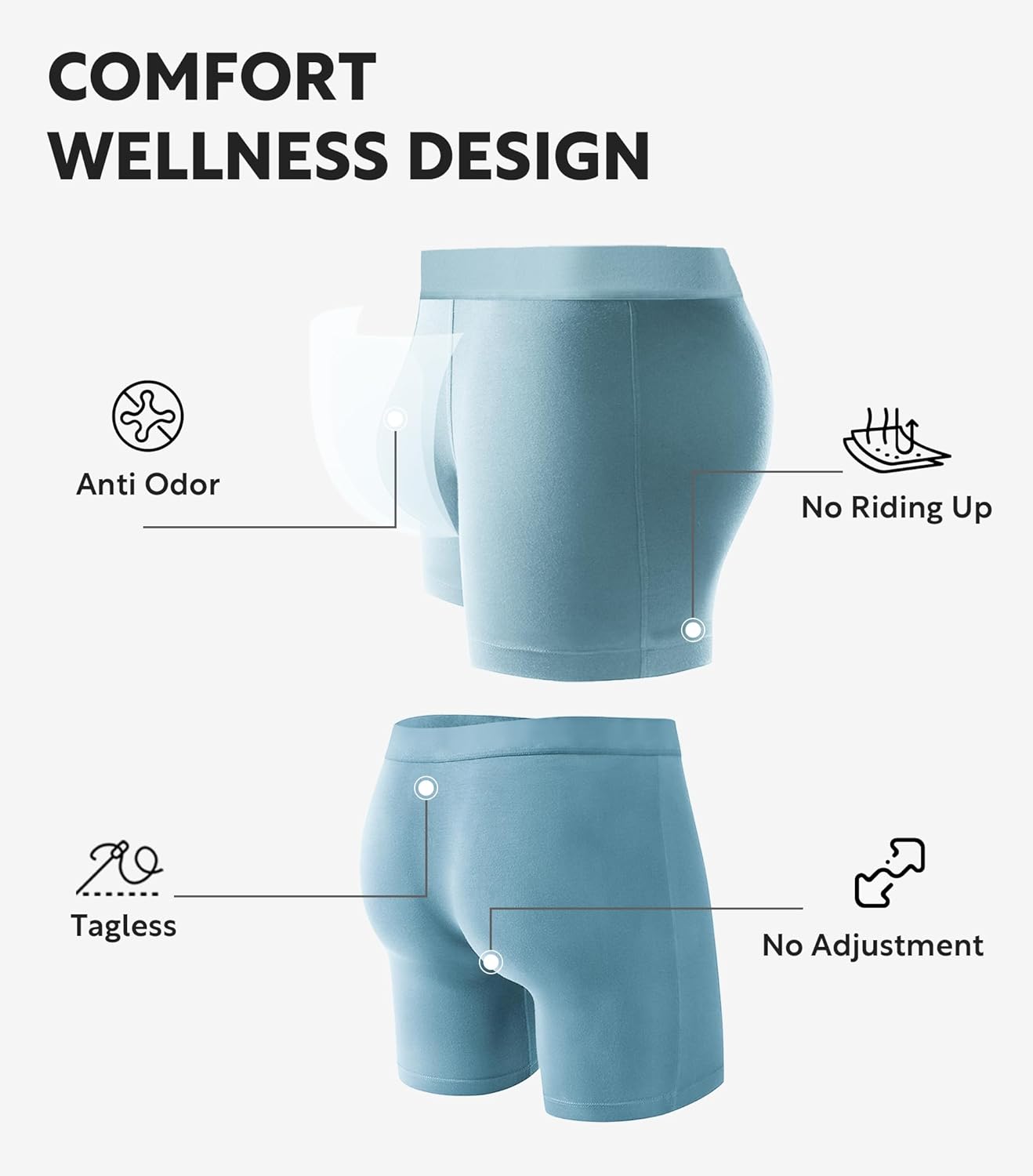 DAVID ARCHY Men's Breathable Underwear Soft Comfortable Moisture-Wicking with Fly Underwear Boxer Briefs for Men 3 Pack