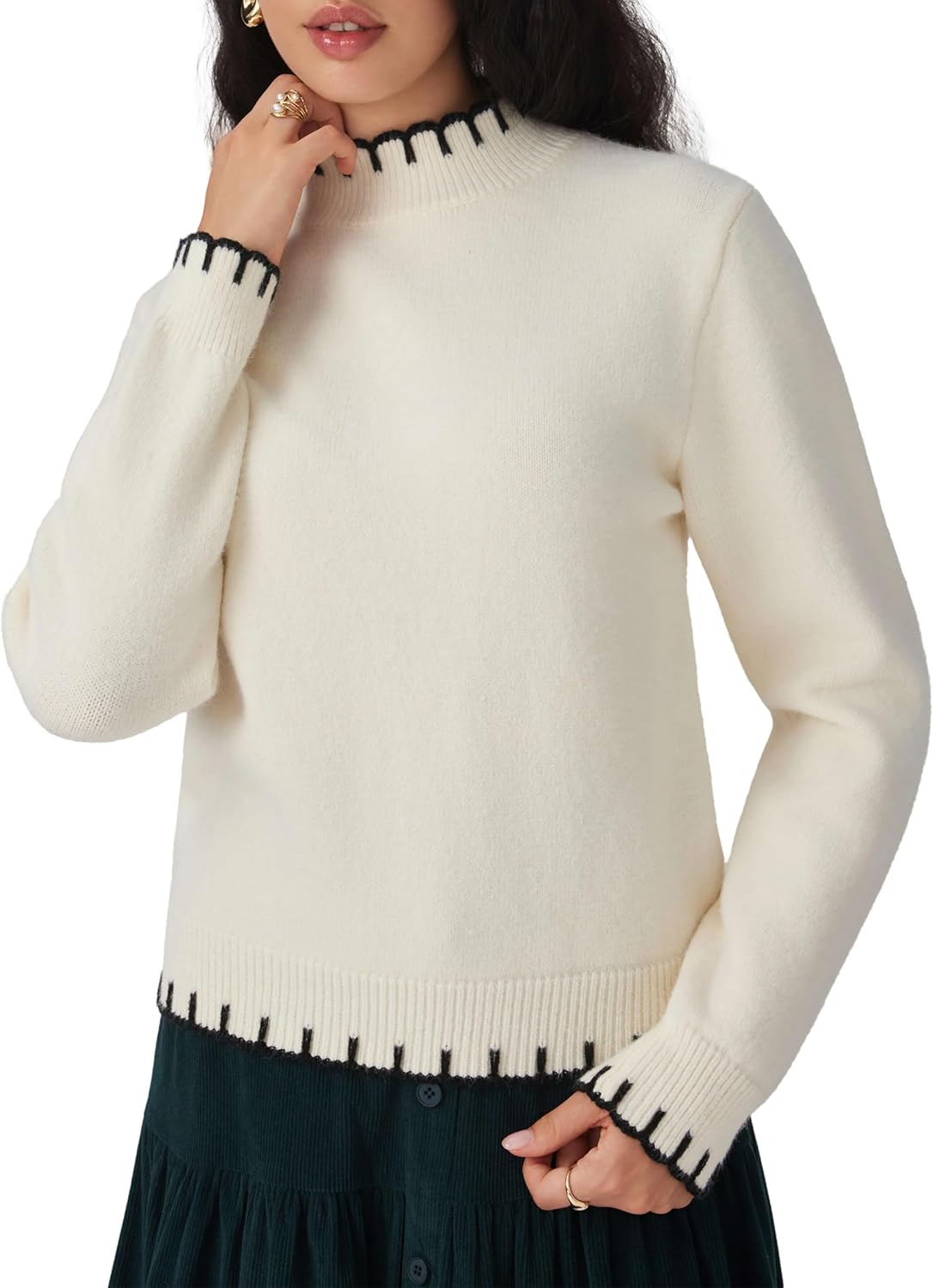 CIDER Women's Elegant Turtle Neck Sweater Winter Casual Knit Pullover Tops