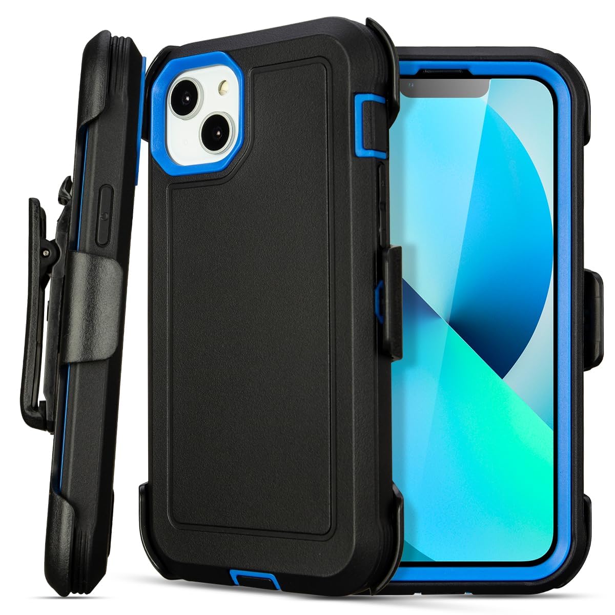for Black iPhone 15 Case with Belt Clip, Shockproof Heavy Duty Rugged, 3 Layers of Sturdy,Anti-Drop, Military-Grade Defender Cover for iPhone 15 Case Black