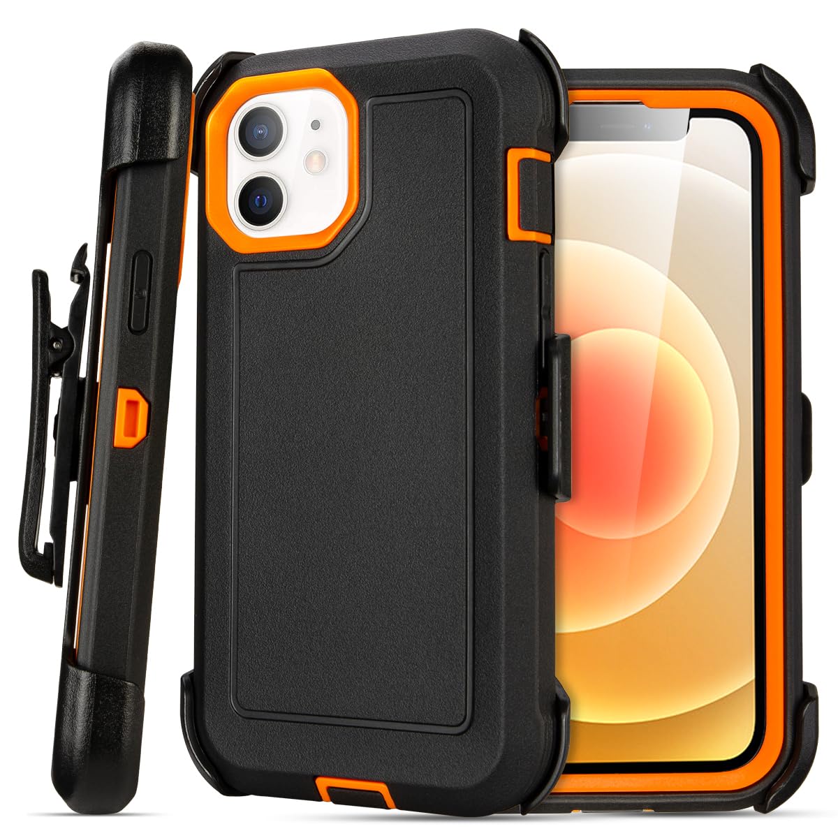for Black iPhone 15 Case with Belt Clip, Shockproof Heavy Duty Rugged, 3 Layers of Sturdy,Anti-Drop, Military-Grade Defender Cover for iPhone 15 Case Black