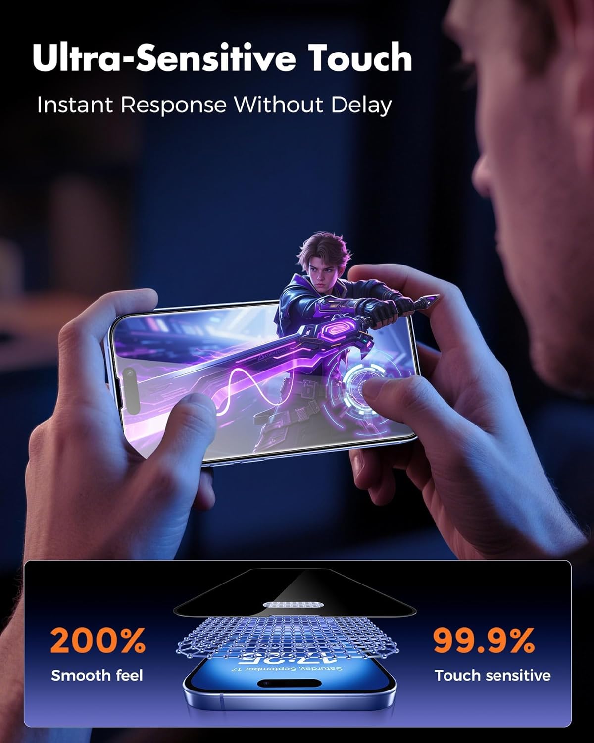 UNBREAKcable 2PCS Screen Protector for iPhone 16-1 Privacy Tempered Glass+1 Clear Glass Double Shatterproof [Easy Installation Frame] [9H Hardness] [Case Friendly] Anti-Scratch for iPhone 6.1 inch