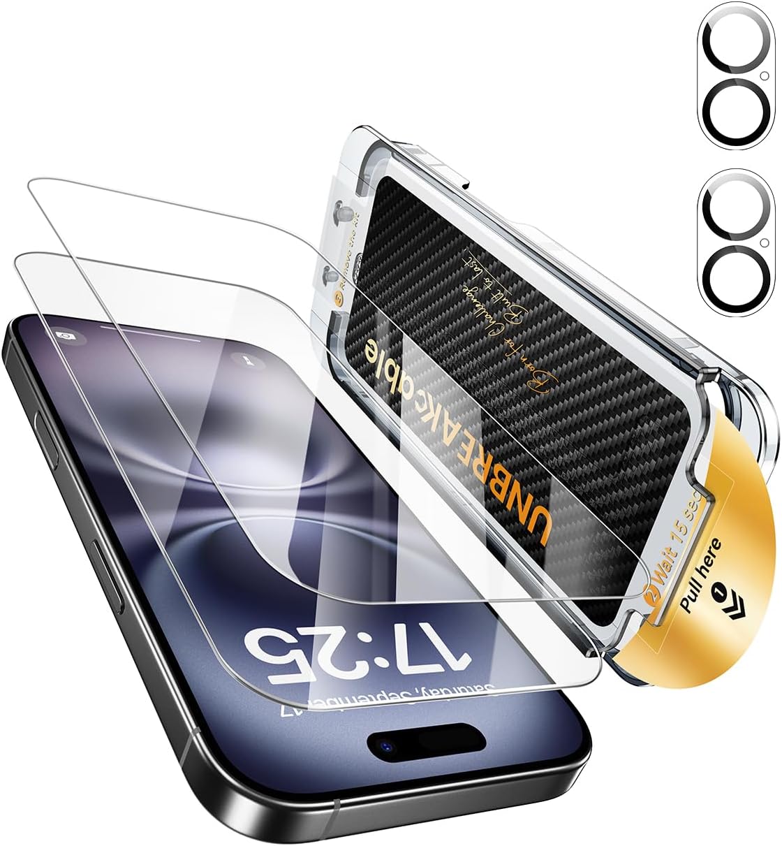 UNBREAKcable 2+2 Pack for iPhone 16 Pro Max Screen Protector & Lens Protector 【Military-Grade】【Easy Install】【Efficient Night Shot】9H+ Shatterproof Tempered Glass Film,Bubble-Free&Anti-Fingerprint ,Case Friendly-6.9 inch