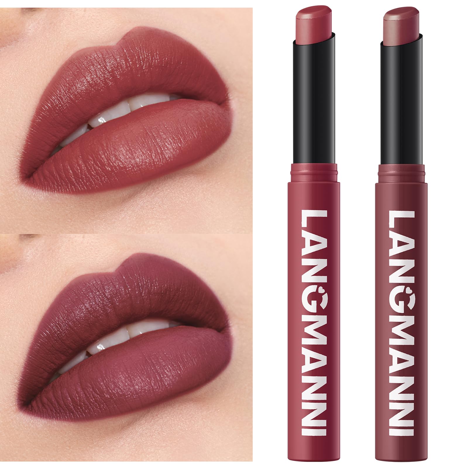 Jolilab 12Pcs Velvet Matte Lipstick Nude Matte Soft Dark Color Stick High Pigmented Long-Lasting Waterproof Lip Stick Lip Balm Beauty Cosmetics Gift for Girls and Women(01#-12#)