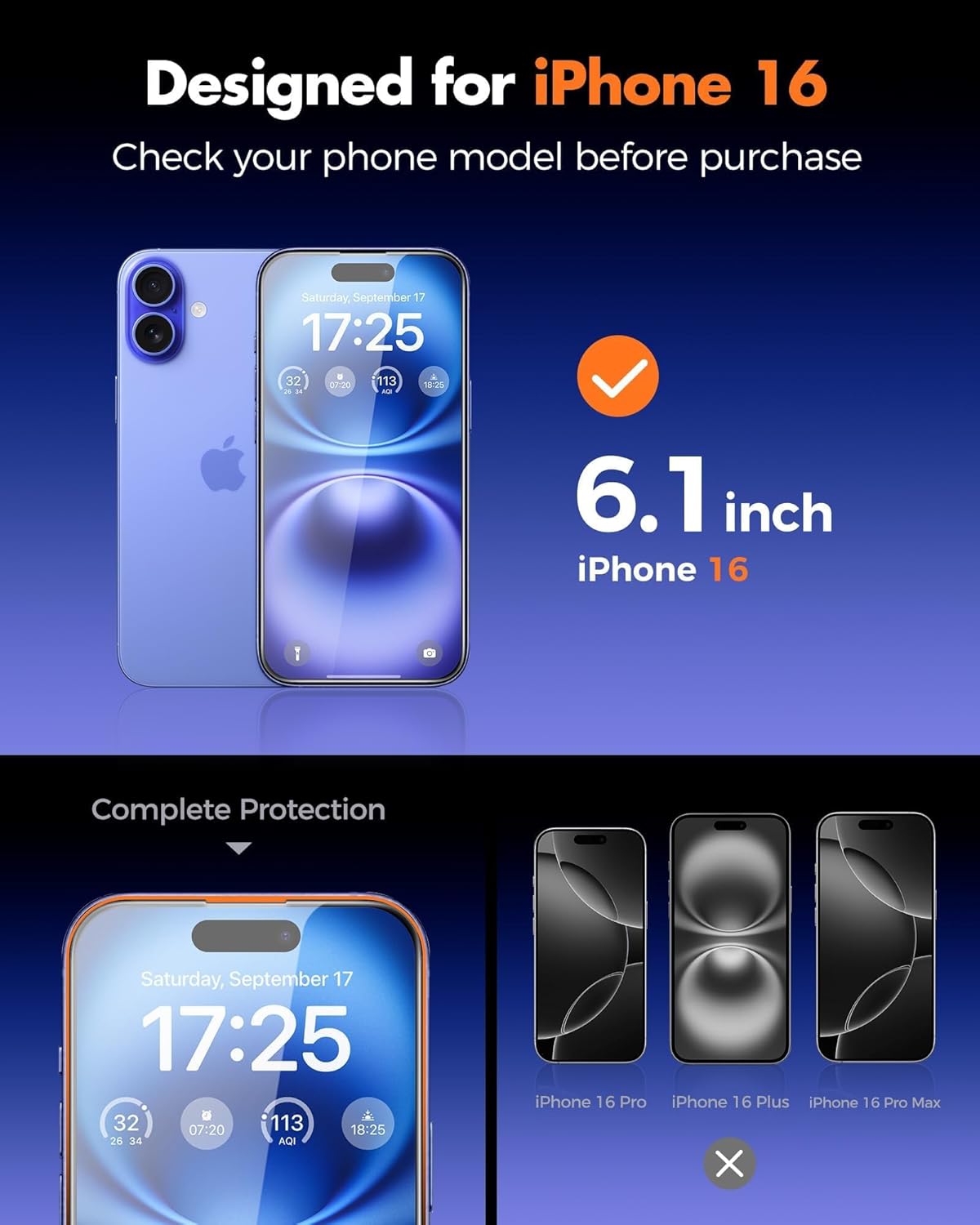 UNBREAKcable 2PCS Screen Protector for iPhone 16-1 Privacy Tempered Glass+1 Clear Glass Double Shatterproof [Easy Installation Frame] [9H Hardness] [Case Friendly] Anti-Scratch for iPhone 6.1 inch