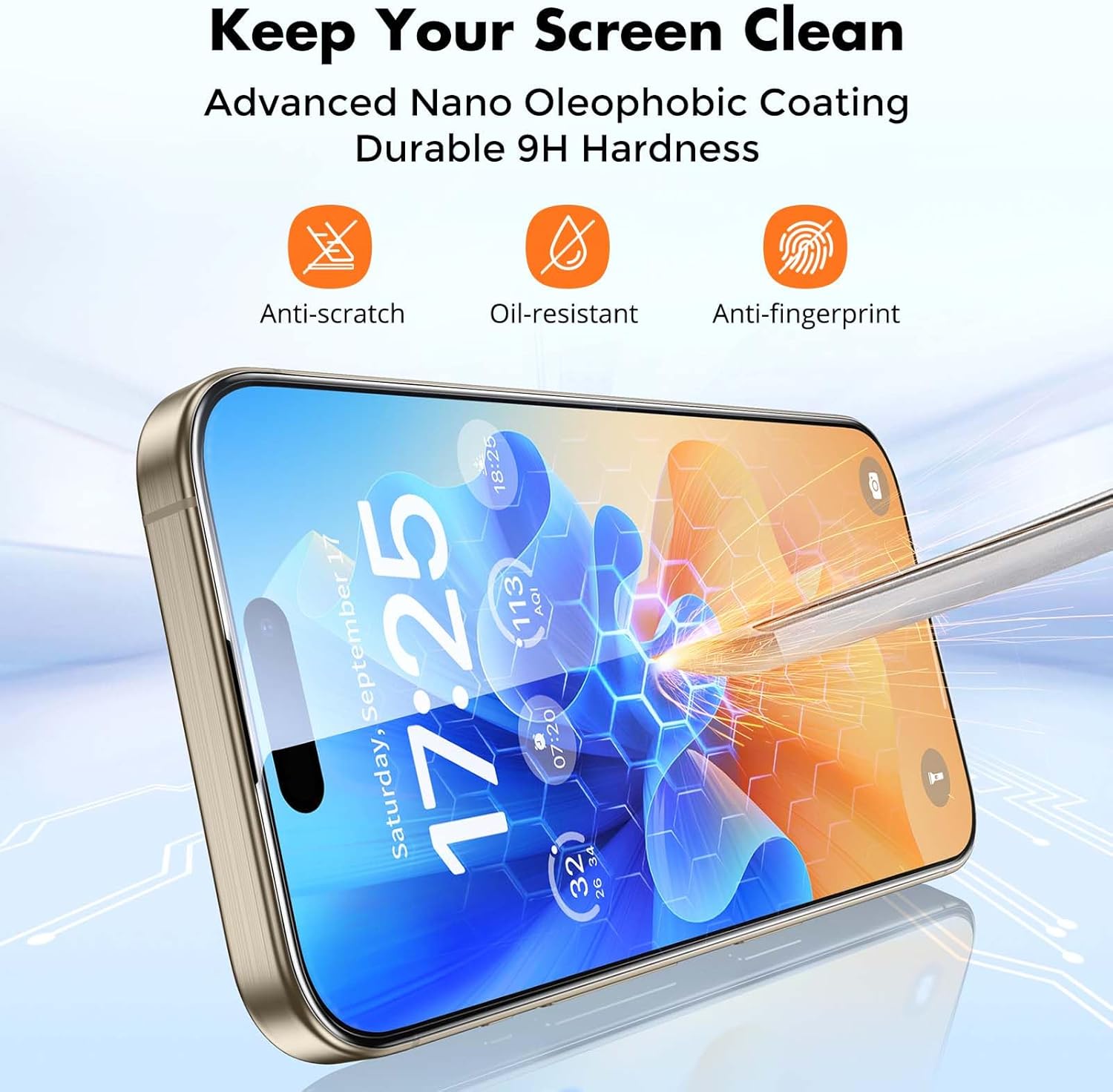 UNBREAKcable 3-Pack Glass for iPhone 15 Pro Screen Protector, Double Shatterproof Tempered Glass [Easy Installation Frame] [9H Hardness] [Full Coverage] [HD Clear] for iPhone 15Pro 6.1 inch