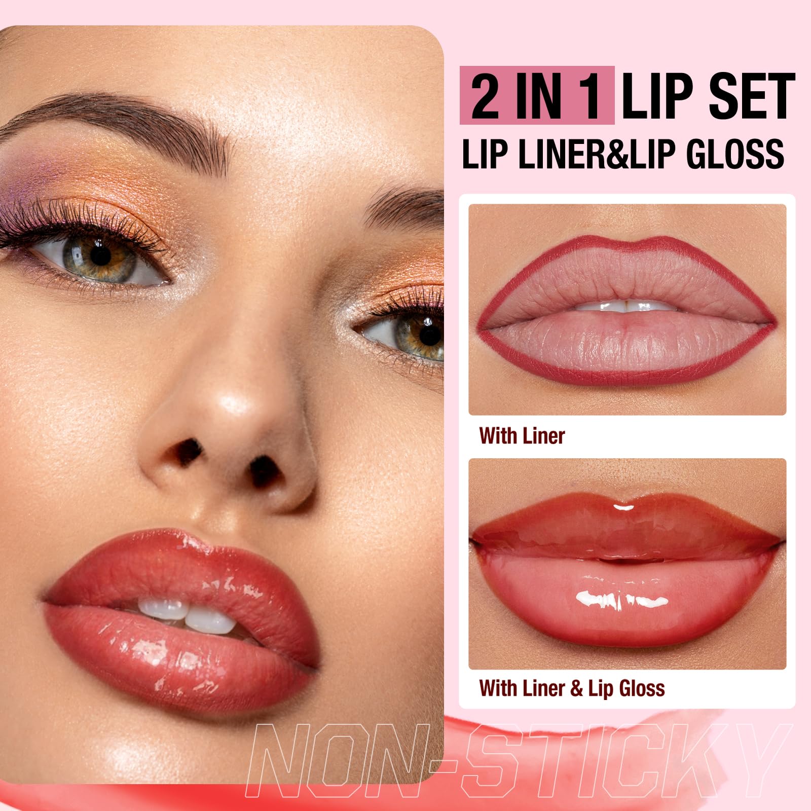 Jolilab Matte Lip Liner Lip Oil Set, Lip Makeup Set Natural Smooth Long-Lasting And Hydrating Beauty Daily Cosmetics Gift for Girls Easy-to-Use（12pcs）