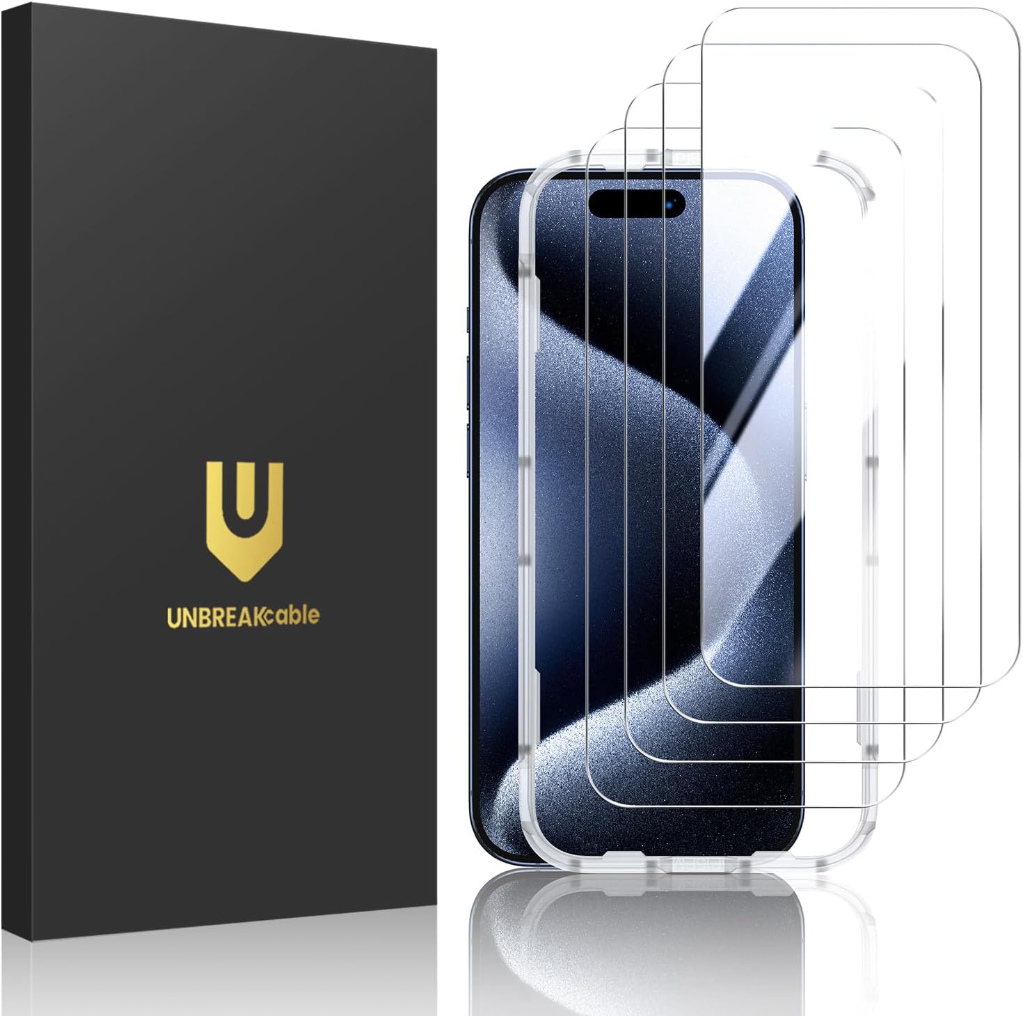 UNBREAKcable 4-Pack Screen Protector for iPhone 17, Double Shatterproof Tempered Glass [Easy Installation Frame] [9H Hardness] [99.99% HD Clear] [Case Friendly] for iPhone 6.3 inch