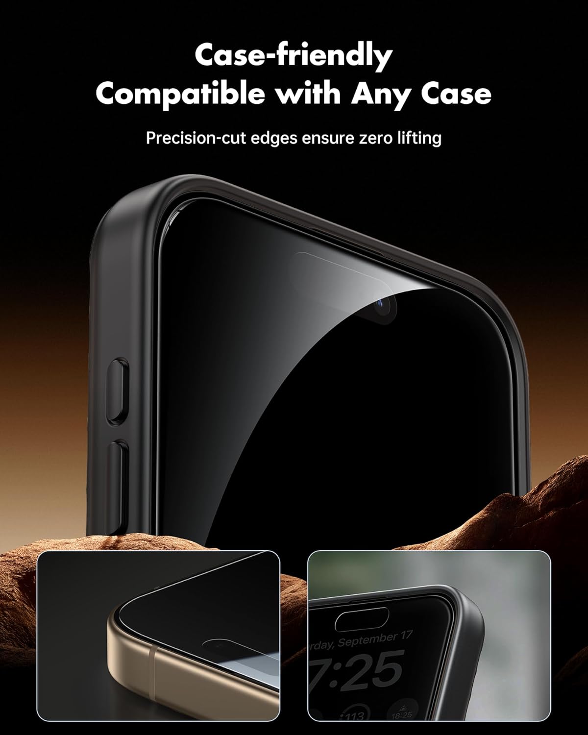 UNBREAKcable Privacy Screen Protector for iPhone 16 Pro, [3 Pack] Shatterproof Tempered Glass [25°Anti-spy][Easy Installation Frame][99.99% HD Clear][9H Hardness] [Anti-Fingerprint] for iPhone 6.3"