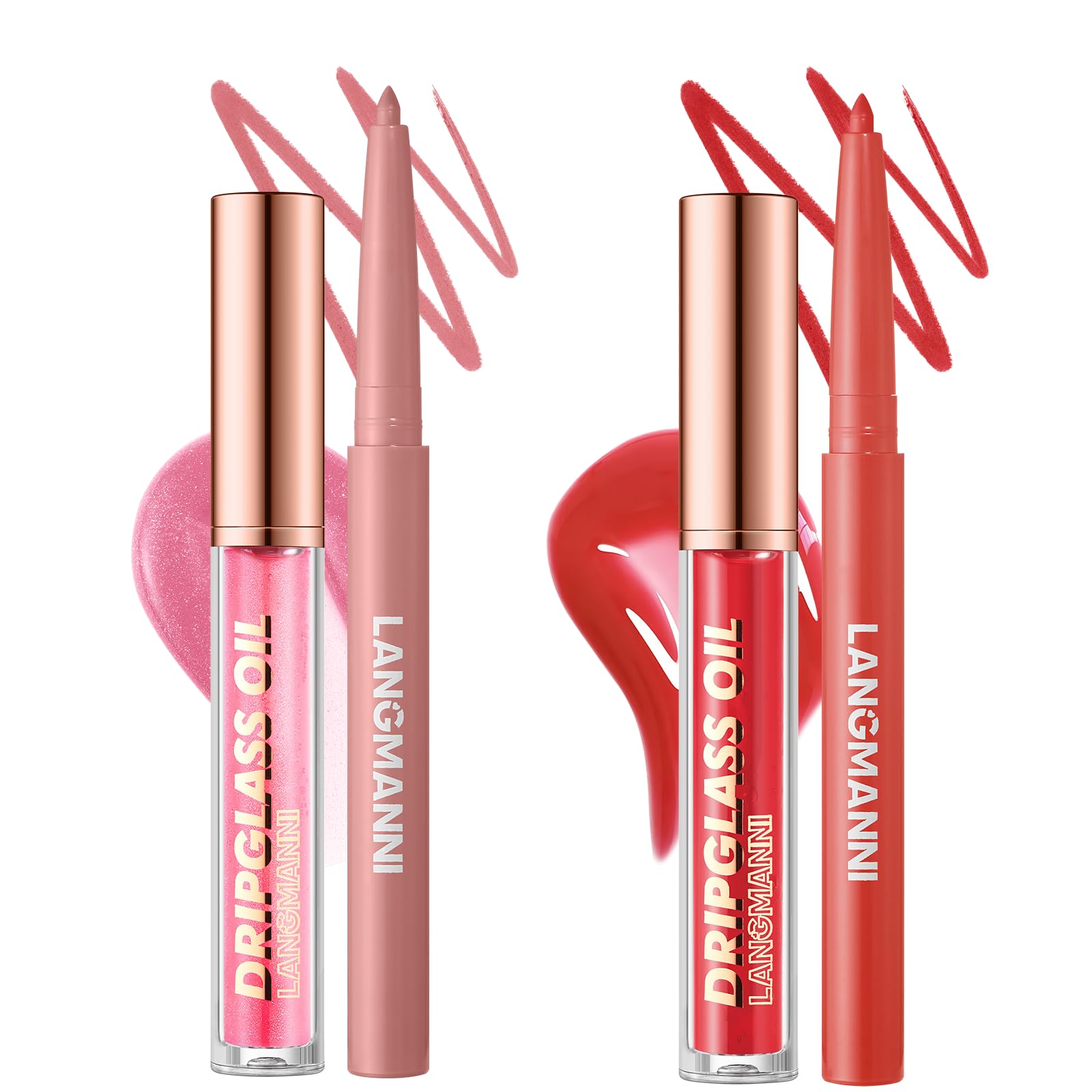 Jolilab Matte Lip Liner Lip Oil Set, Lip Makeup Set Natural Smooth Long-Lasting And Hydrating Beauty Daily Cosmetics Gift for Girls Easy-to-Use（12pcs）