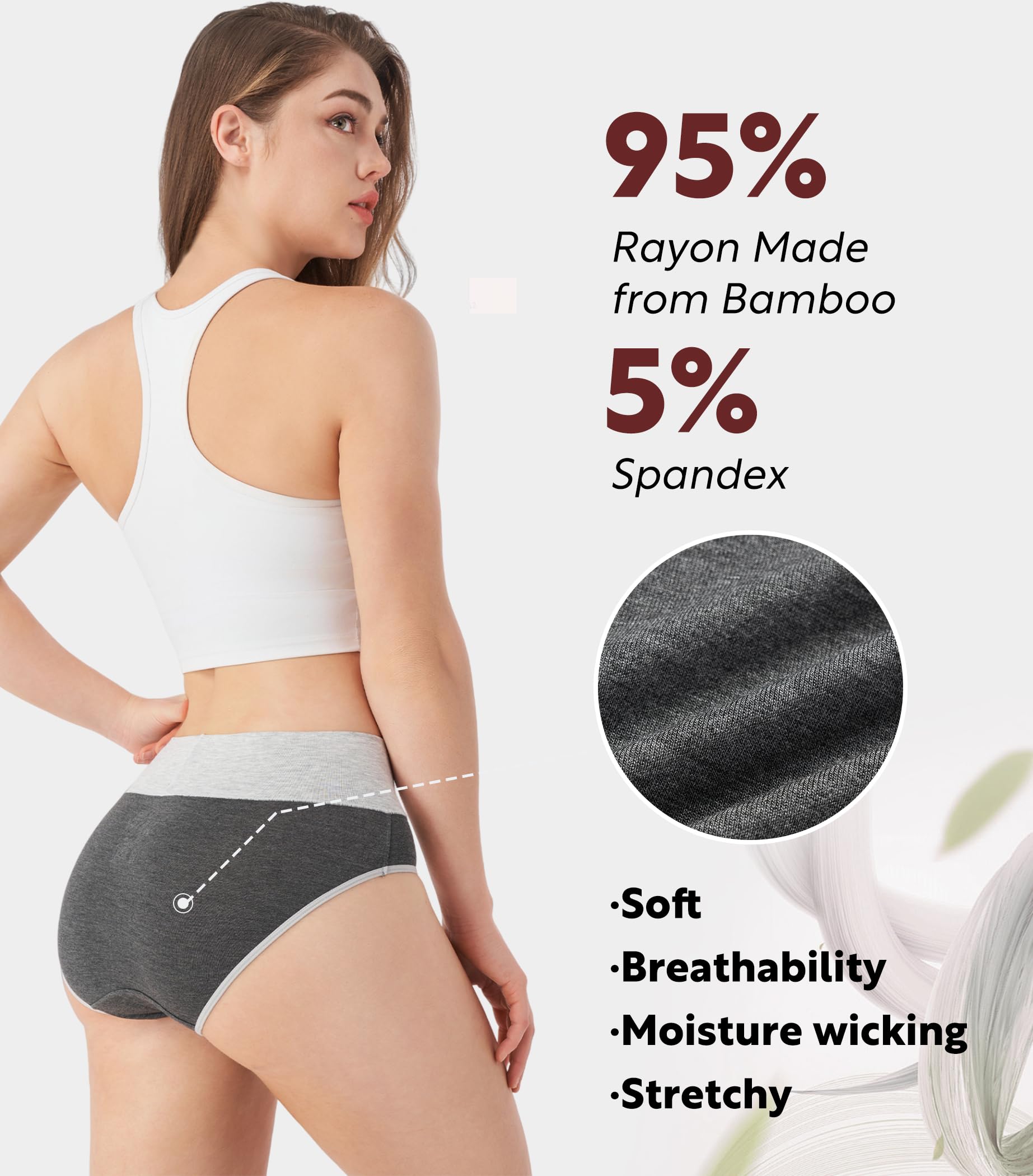 DAVID ARCHY Womens Underwear, Bamboo Rayon Women's Briefs - Moisture Wicking Panties, Soft & Breathable, 4 Pack