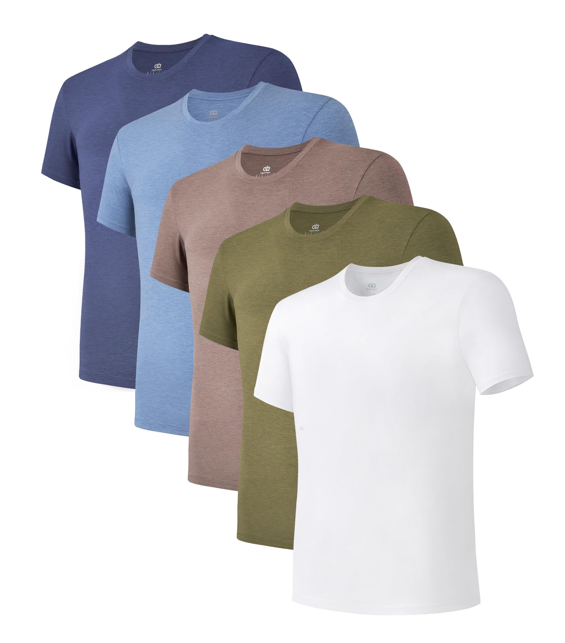 DAVID ARCHY Men's Undershirt Bamboo Rayon Moisture-Wicking Crewneck T-Shirts Stretch Tees for Men, 3 or 5 Pack