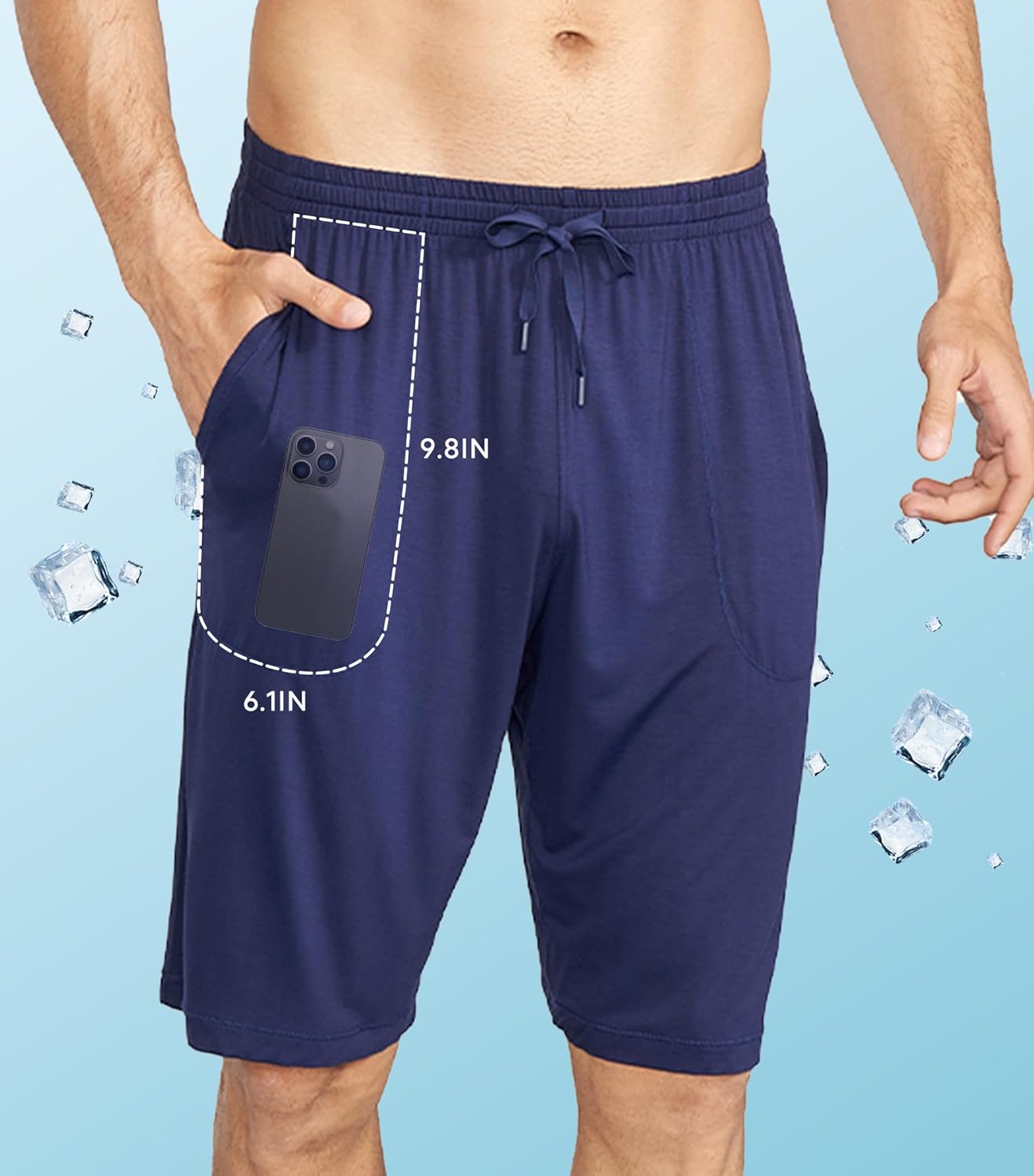 DAVID ARCHY Mens Pajama Shorts Bamboo Rayon Sleep Shorts Soft Comfy Breathable Lounge Pants with Pockets 2 Pack