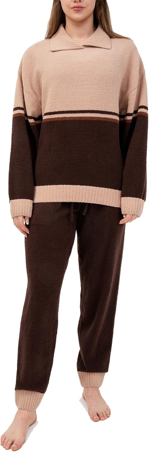 DAVID ARCHY Fleece Pajamas Women Warm Winter Fuzzy Cozy Pjs Sets Soft Comfy Long Sleeve Tops and Pants Sleepwear Loungewear