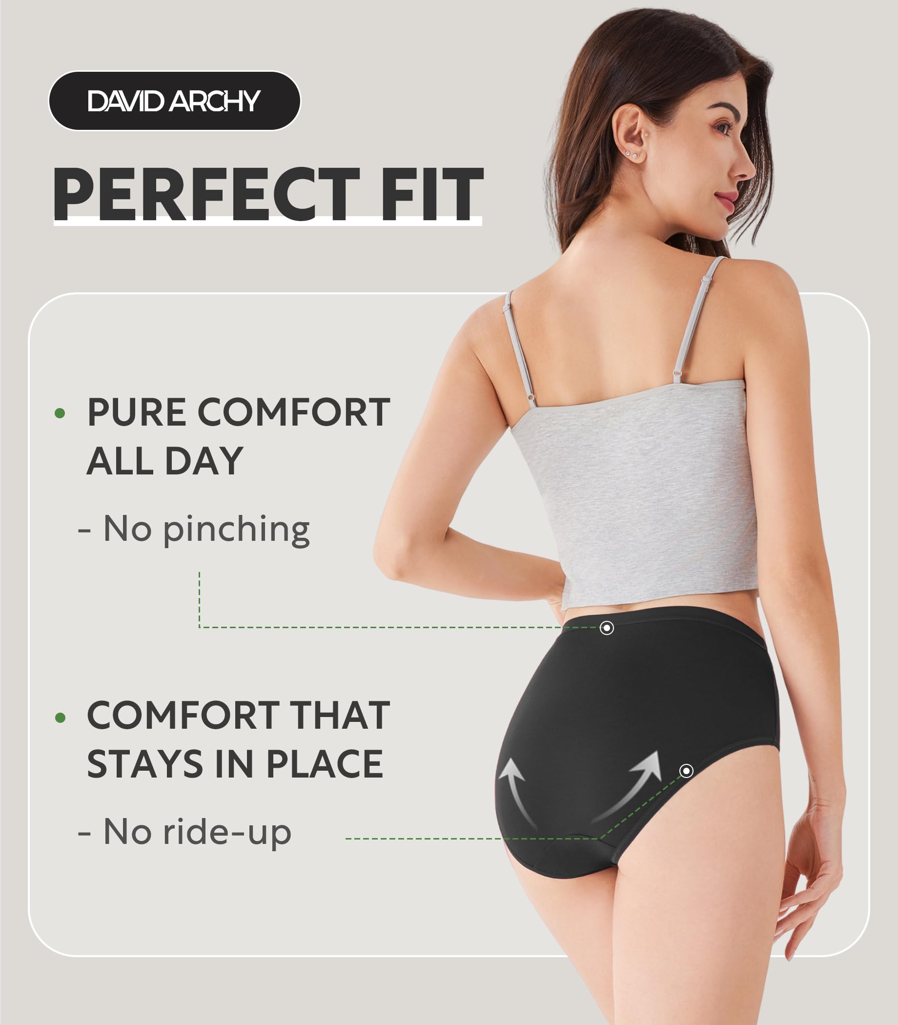 DAVID ARCHY Womens Underwear, Bamboo Rayon Women's Briefs - Moisture Wicking Panties, Soft & Breathable, 4 Pack