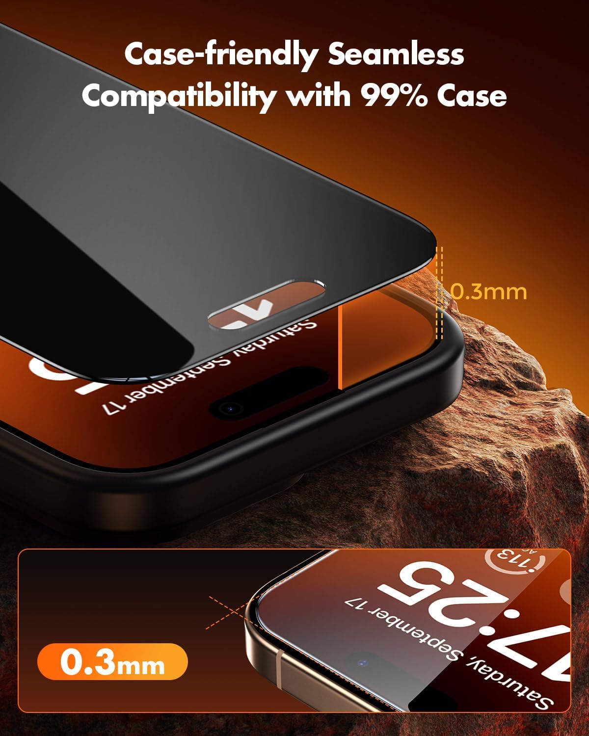 UNBREAKcable for iPhone 16 Pro Max Privacy Screen Protector, Tempered Glass Film [DustProof OneStep] [25° Anti-Spy] [9H Military-Grade Shatterproof] [Bubble Free] for Apple ProMax 6.9"-2 Pack