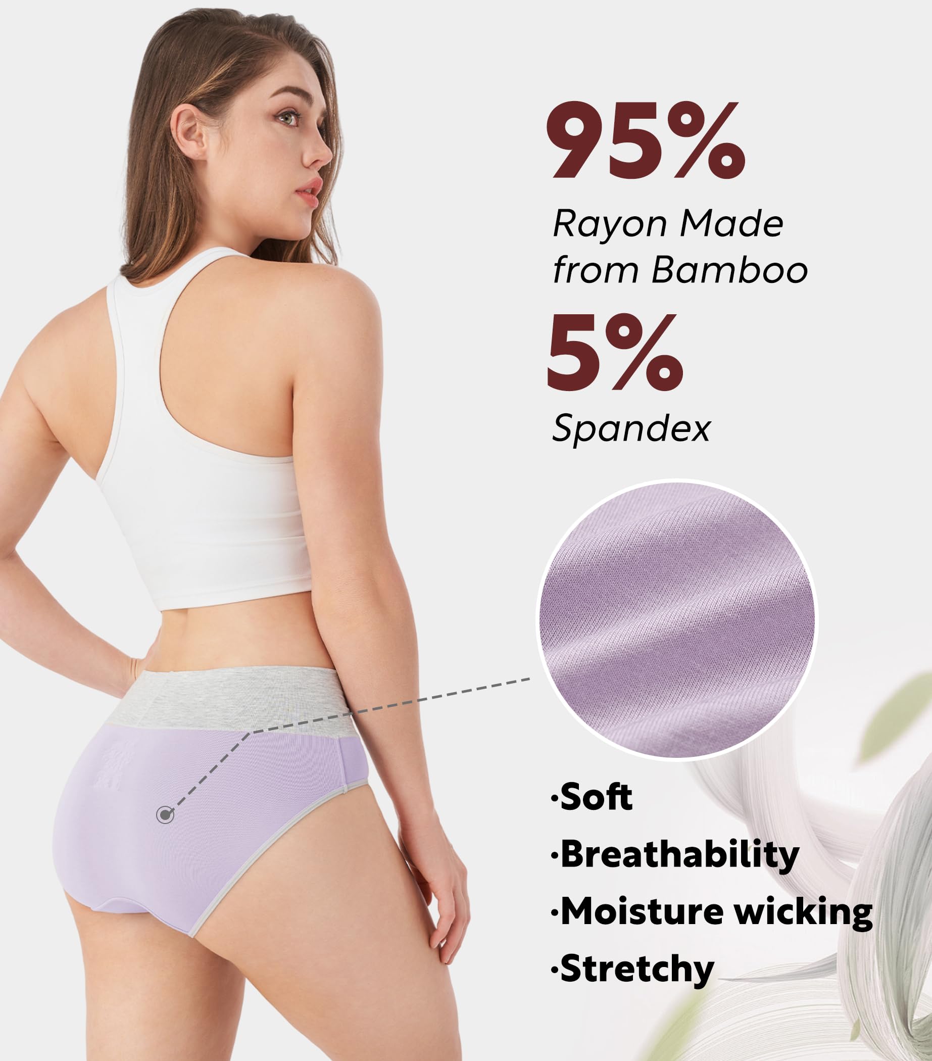 DAVID ARCHY Womens Underwear, Bamboo Rayon Women's Briefs - Moisture Wicking Panties, Soft & Breathable, 4 Pack