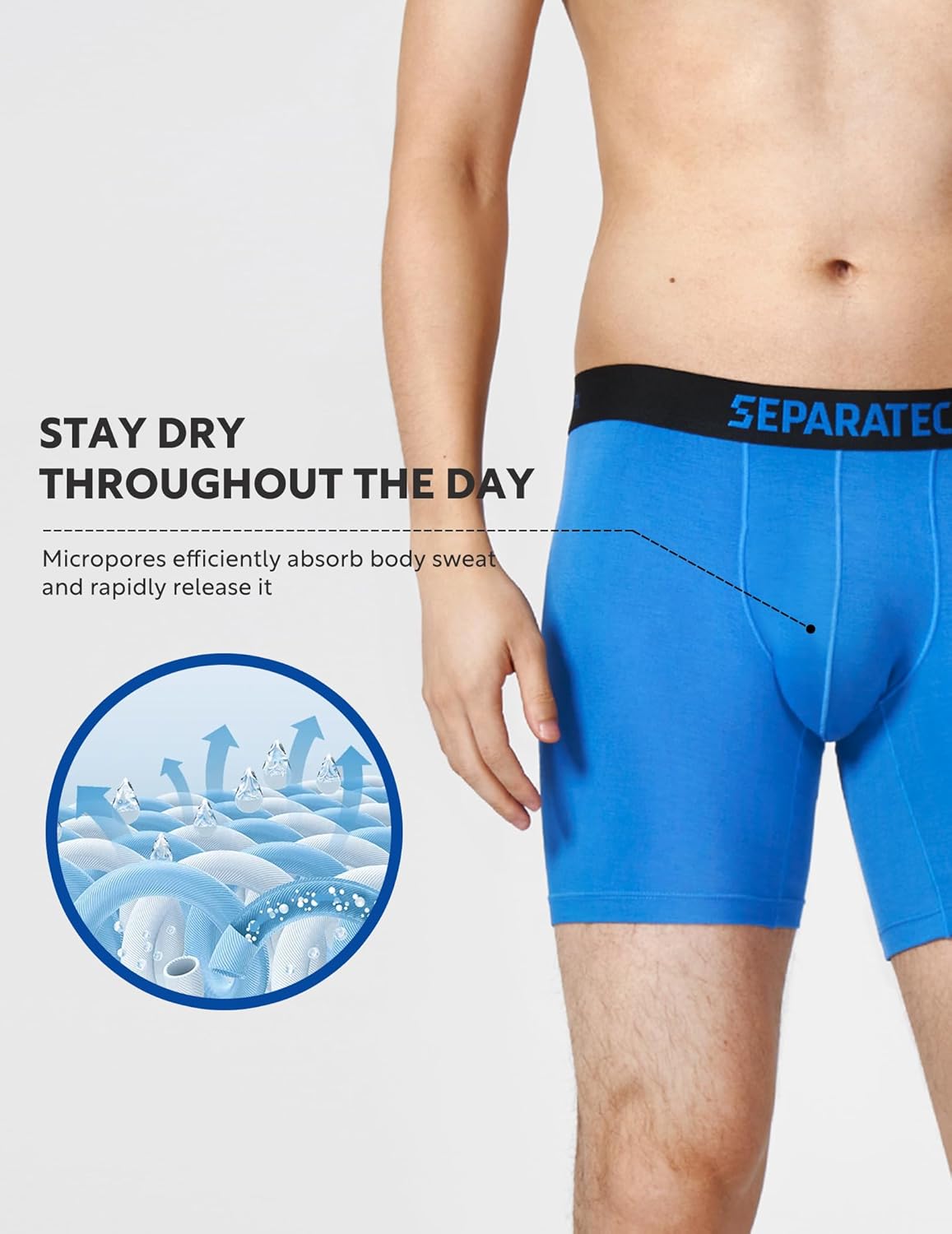 Separatec Dual Pouch Mens Underwear Breathable Cooling Rayon Made from Bamboo Underwear Men, Boxer Briefs and Trunks 7 Pack