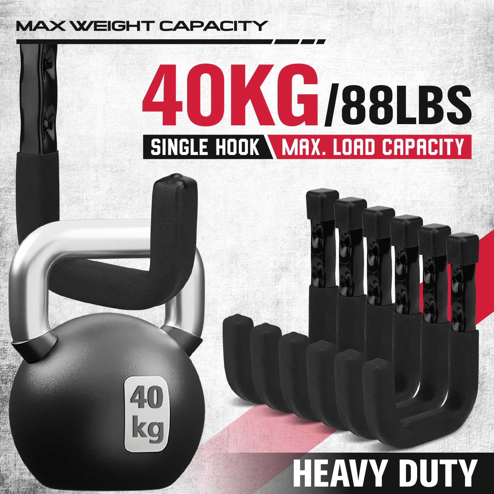 SEDY 6-Piece Heavy Duty Garage Storage Hooks, Wall Mount J Utility Hooks Holds 88 LB, Large Metal Utility, Garage Storage Ladders for Bikes, Garden Tools