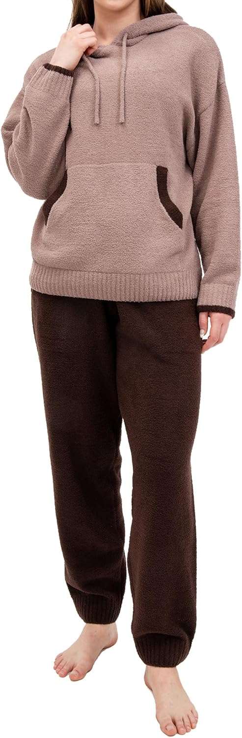 DAVID ARCHY Fleece Pajamas Women Warm Winter Fuzzy Cozy Pjs Sets Soft Comfy Long Sleeve Tops and Pants Sleepwear Loungewear