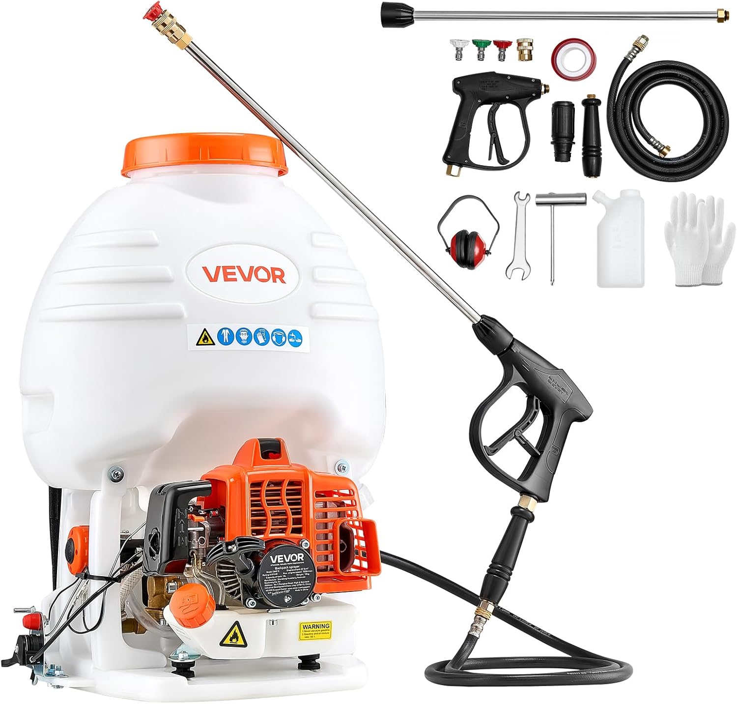 VEVOR Gas Powered Backpack Sprayer, 26.5CC 0.9HP Engine, Garden Sprayer with 6.5 Gallon Tank, Large Area Coverage, Lawn Spraying Machine with 24 in Wand & Nozzles for Efficient Gardening & Farming