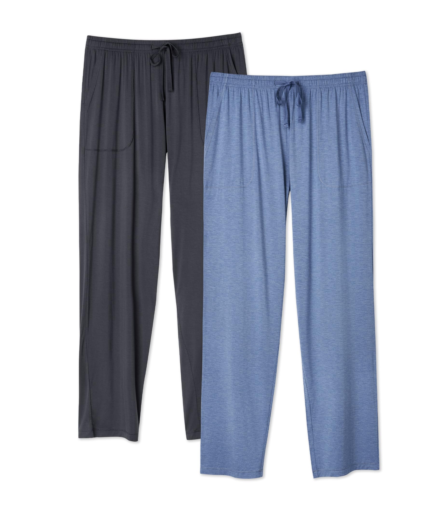 DAVID ARCHY Mens Pajama Pants Bamboo Rayon Lightweight Sleep Bottoms, Breathable Lounge Pants with Pockets Comfy PJs, 2 Pack
