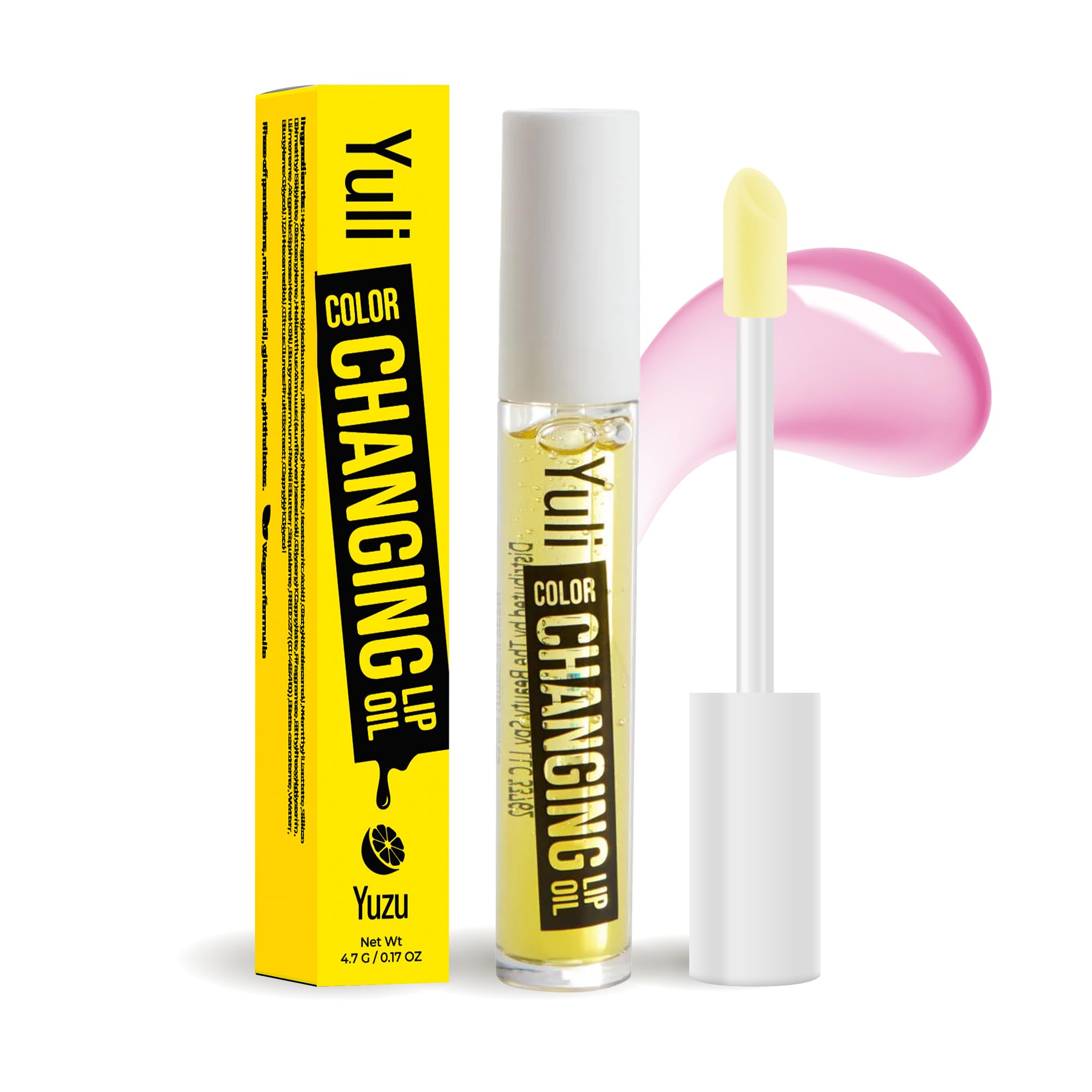 The Beauty Spy Yuli Color Changing Lip Oil - Korean Fruit Lip Gloss - pH-Reactive Formula with Argan Oil, Squalane, Shea Butter - Hydrate & Soften Lips, Glass Shine Effect (Yuzu)
