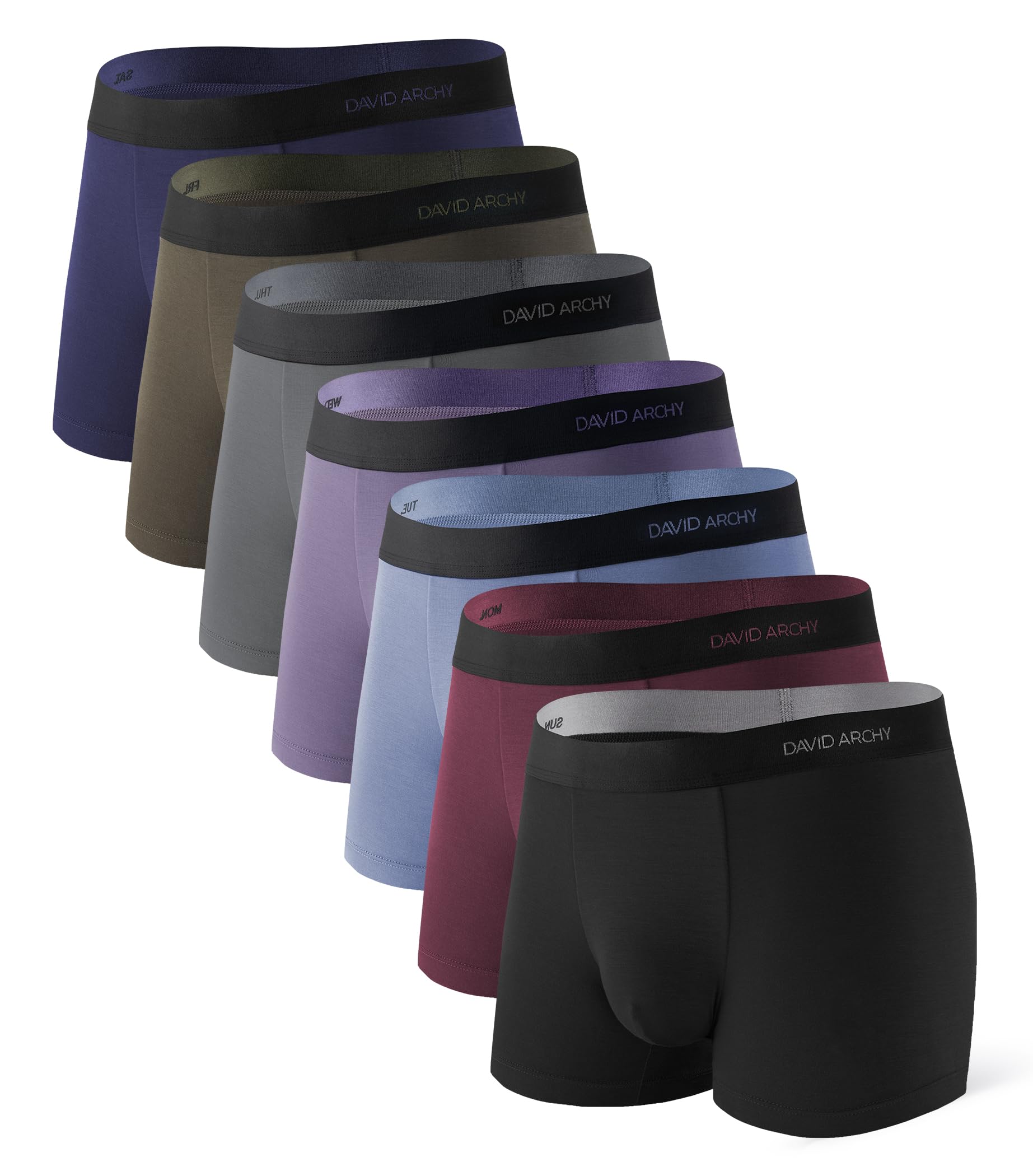 DAVID ARCHY Mens Underwear Rayon Made from Bamboo 7-Pack, Wicking-Moisture & Cool Boxer Briefs with Support Pouch