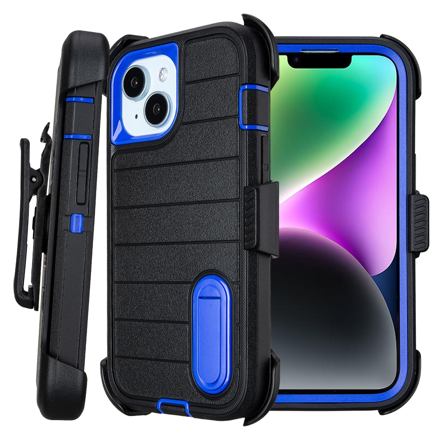 for Black Case iPhone 14 Case with Belt Clip, for Shockproof Case iPhone 14 Heavy Duty,3 Layers of Sturdy,Anti-Drop,Military-Grade Defender Cover for iPhone 14 Case Black