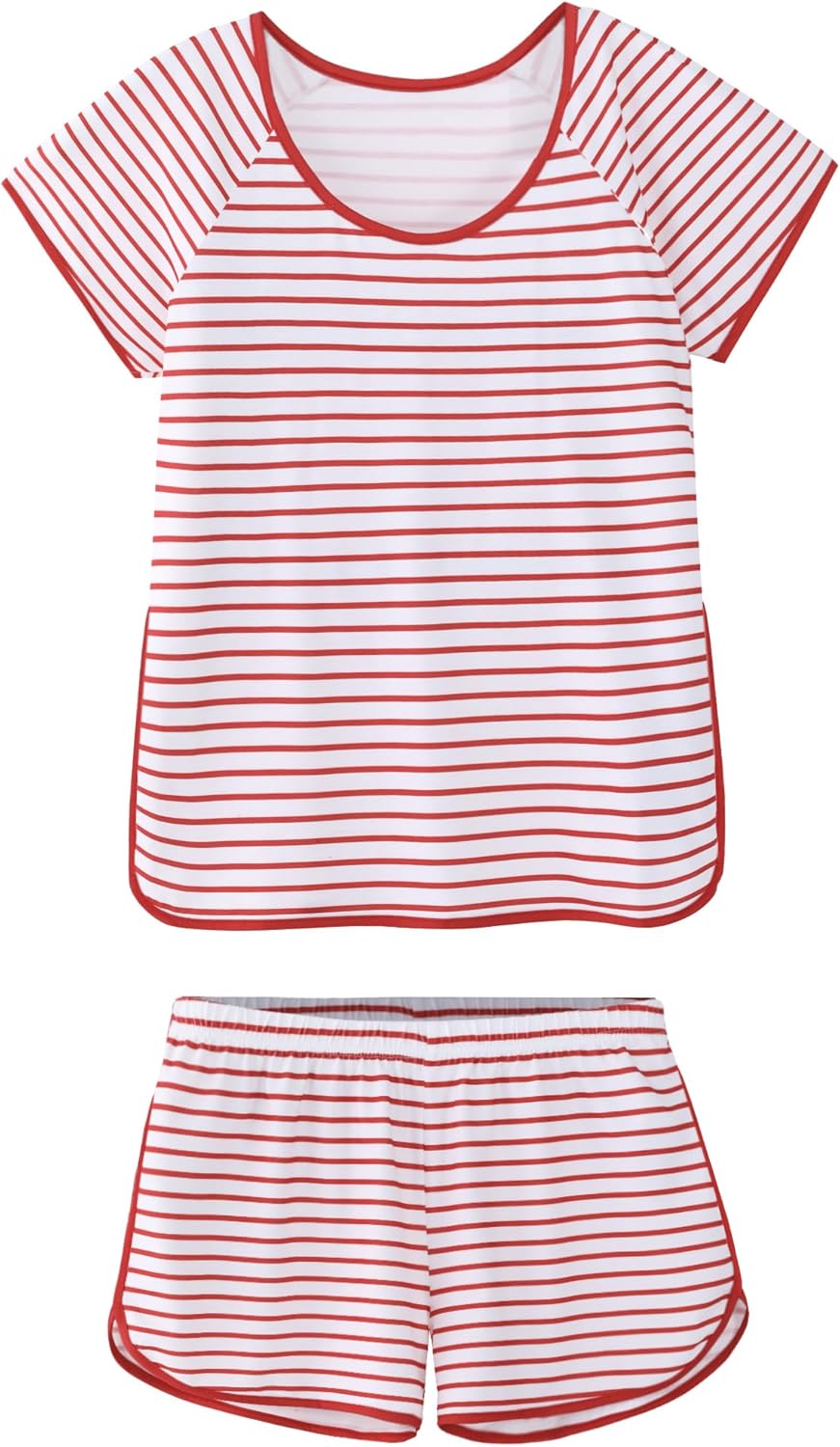 Hilinker Womens Sexy Pajama Set Ruched Lace Trim Cami and Shorts Summer Cute Pjs 2 Piece