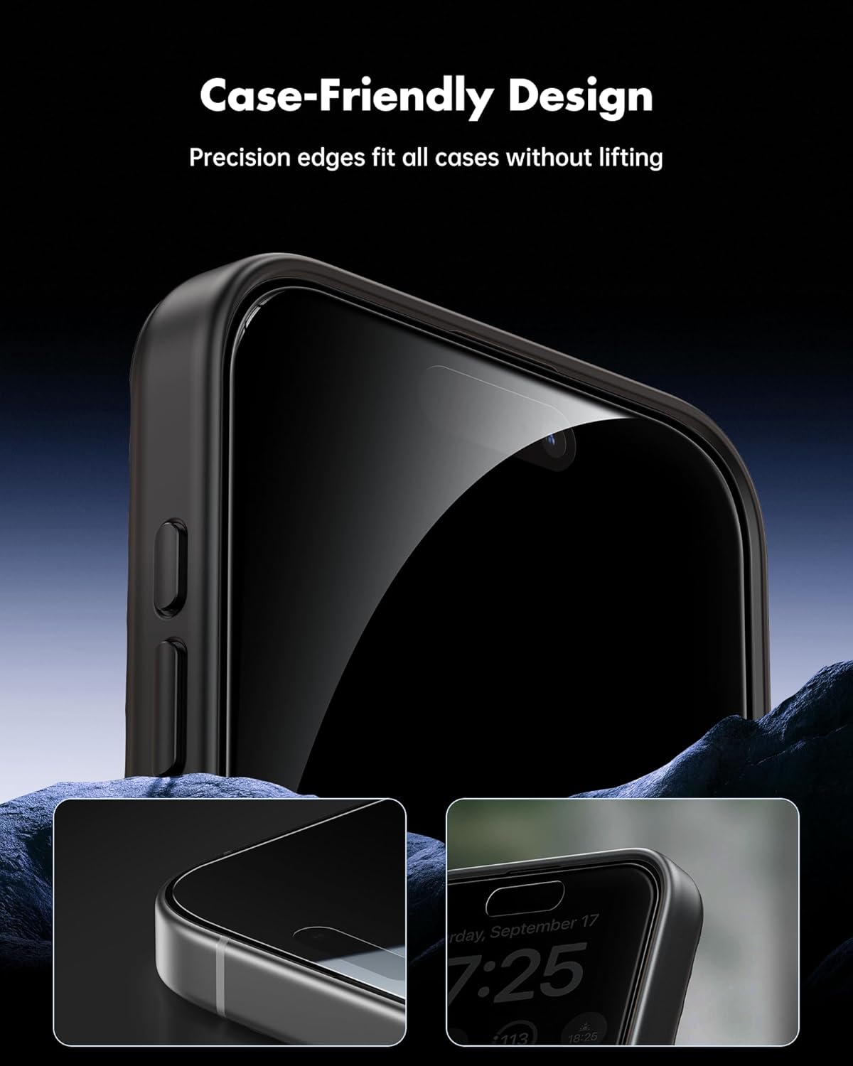 UNBREAKcable Privacy Screen Protector for iPhone 16 Pro Max (6.9-Inch), 2-Pack + 2 Lens Protectors｜25° Anti-Spy｜9H Hardness｜Anti-Fingerprint｜HD Clarity Tempered Glass