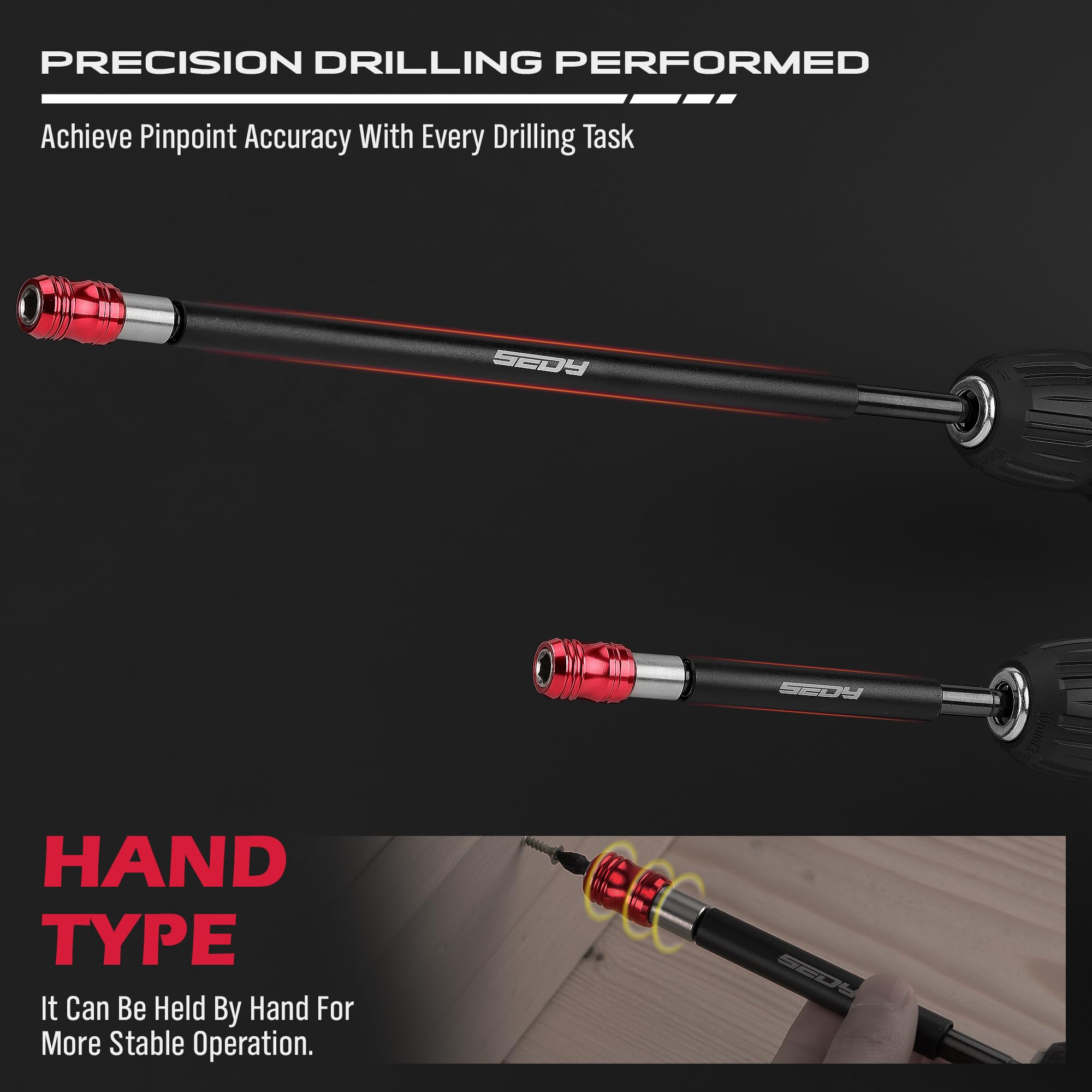 5-Piece 2", 4", 6", 12", 17" Extra Long Magnetic Screwdriver Bit Holders, 1/4 Inch Hex Shank Quick Release Extension Adapter, Durable CR-V Steel, Universal Fit for Impact Driver Bits