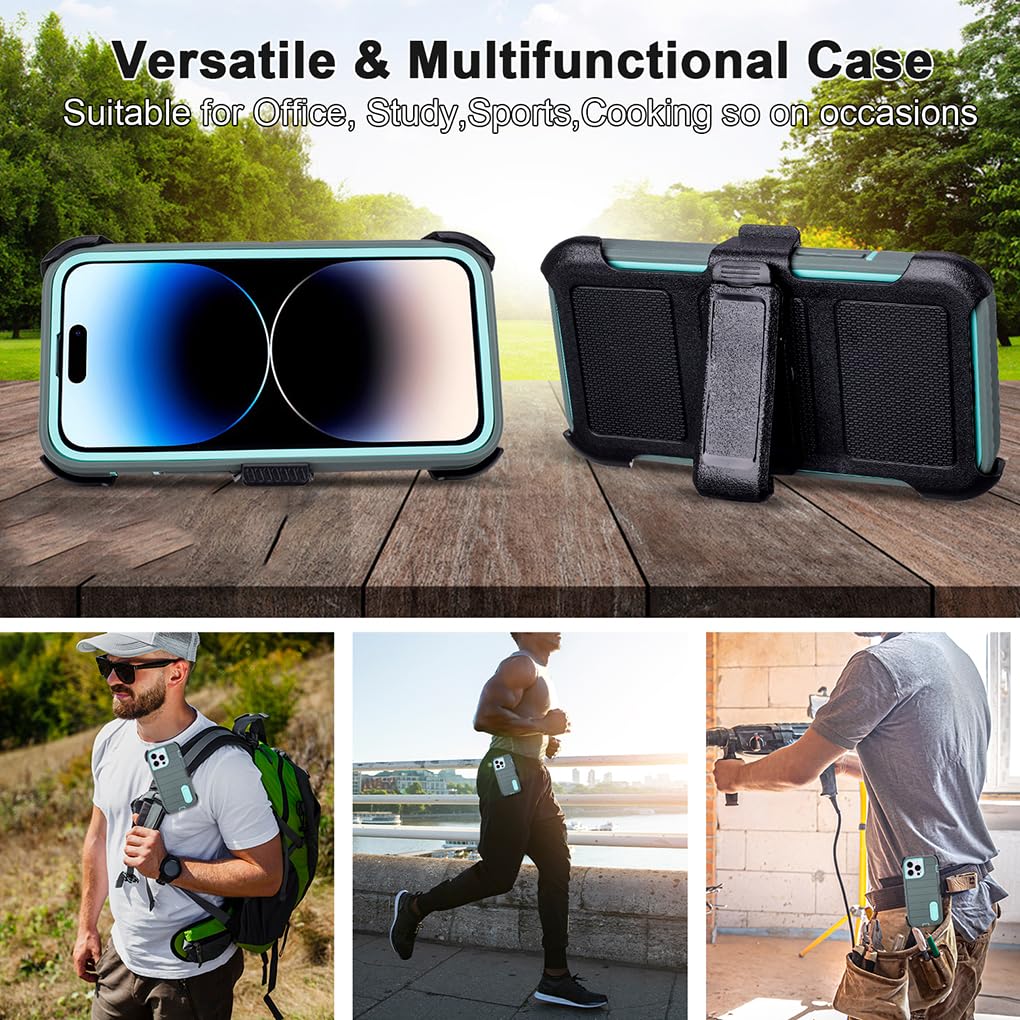 for Phone Case iPhone 14 Pro Max Case Black with Belt Clip Heavy Duty Holster for Shockproof Cases,3 Layers of Sturdy,Military Grade Defender Cover for iPhone 14 Pro Max Cases Black 6.7 Inch
