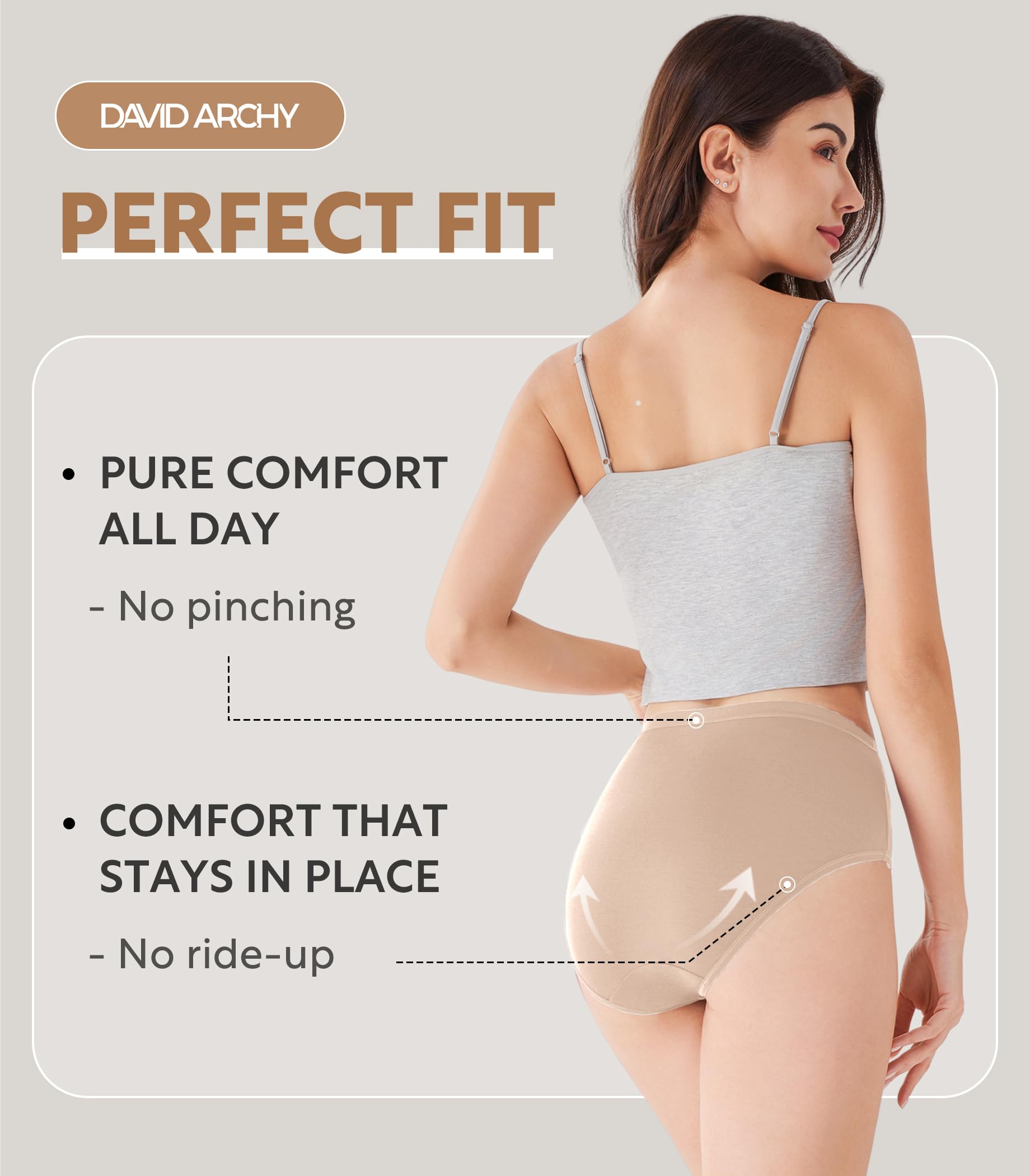 DAVID ARCHY Womens Underwear, Bamboo Rayon Women's Briefs - Moisture Wicking Panties, Soft & Breathable, 4 Pack