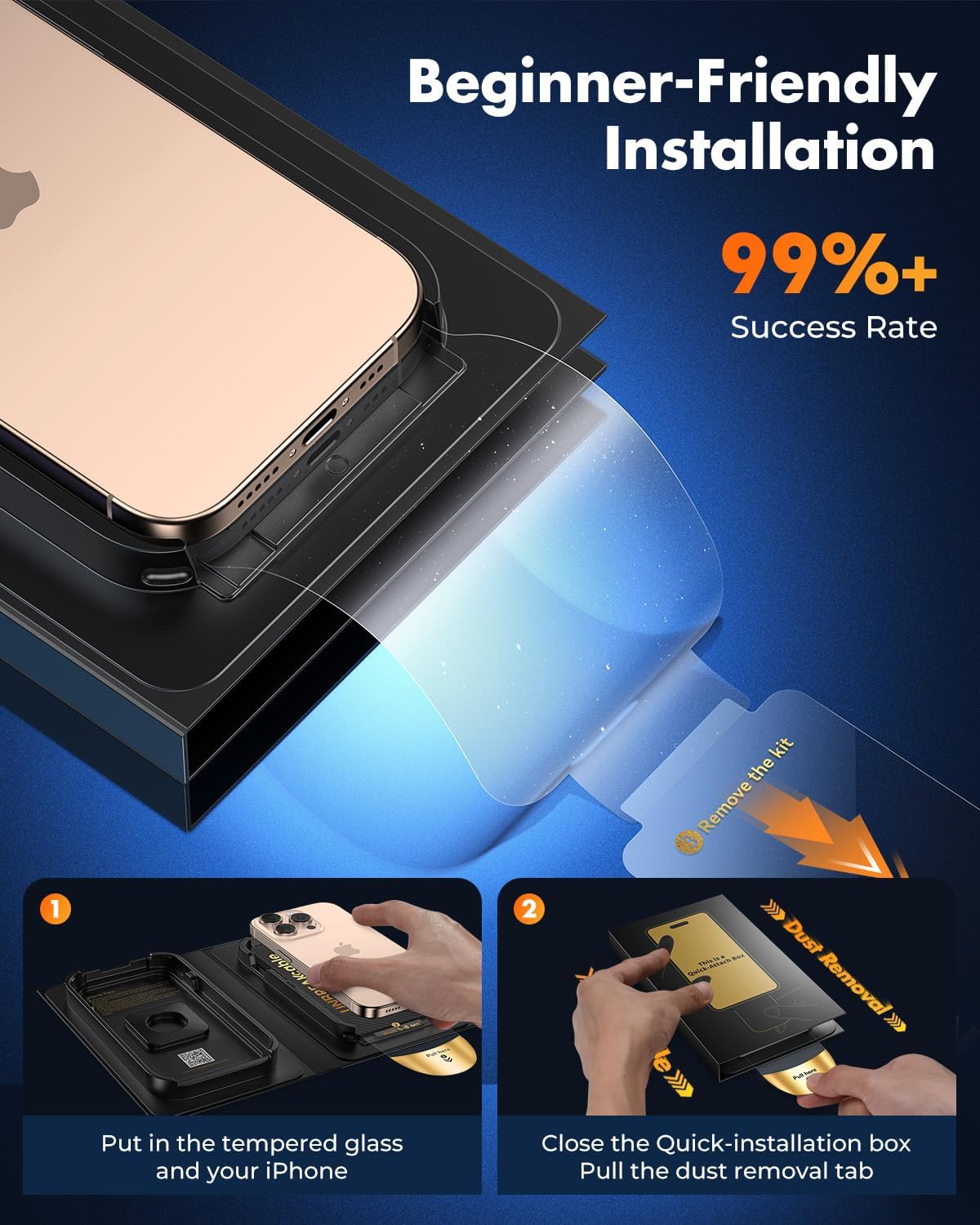 UNBREAKcable for iPhone 16 Pro Screen Protector [Quick-Installation Box] 3-Pack 9H+ Hardness Shatterproof Tempered Glass [99.99% HD Clear] [Case Friendly] [Bubble Free] for Apple 16 Pro 6.3 inch