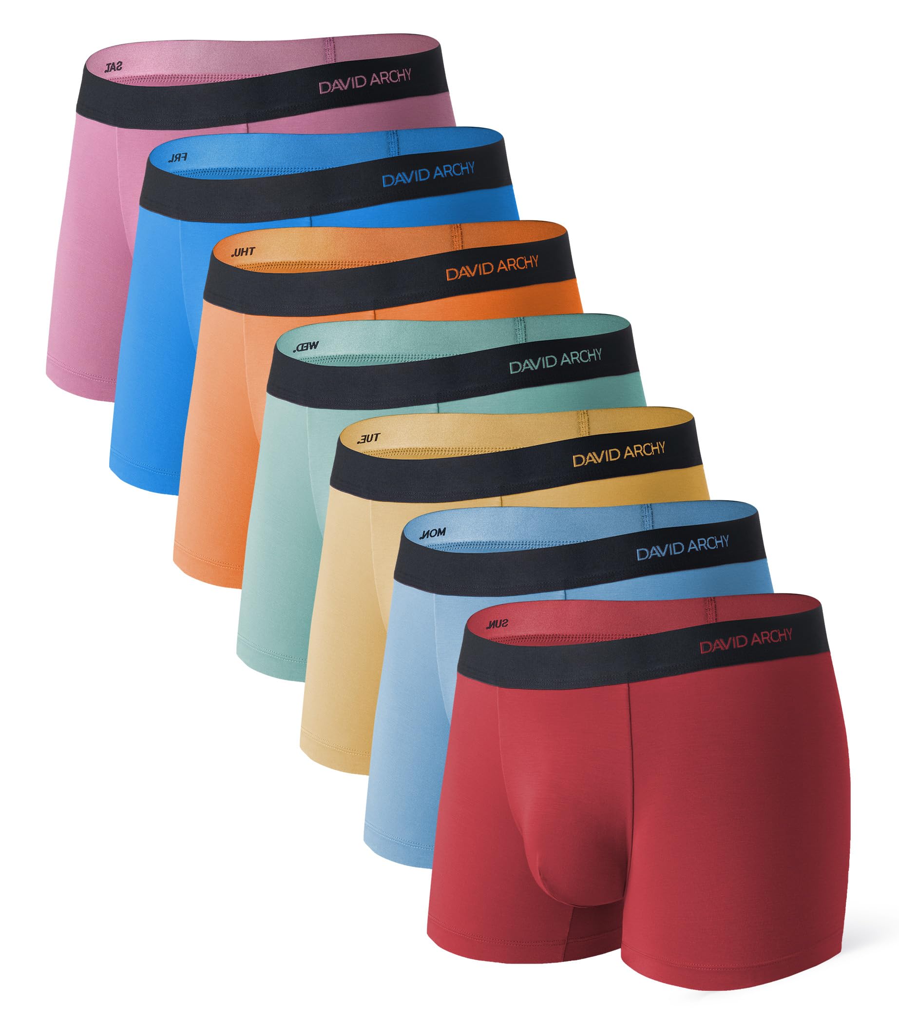 DAVID ARCHY Mens Underwear Rayon Made from Bamboo 7-Pack, Wicking-Moisture & Cool Boxer Briefs with Support Pouch