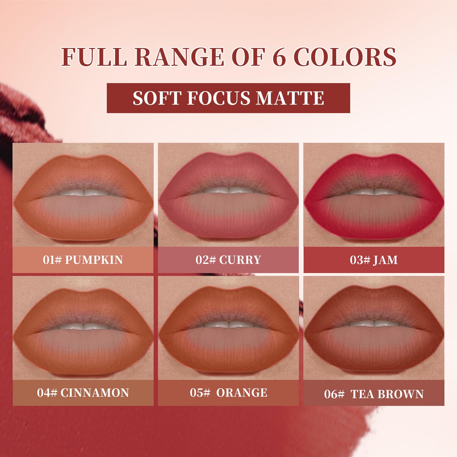 Jolilab 6PCS Lip Liner Lipstick Mini Set, Gradient Matte Nude Velvet Lip Liner Pencil High Pigmented Long Lasting Natural Smooth Lip Makeup Easy-to-Use Crayon Form and Cone Tip