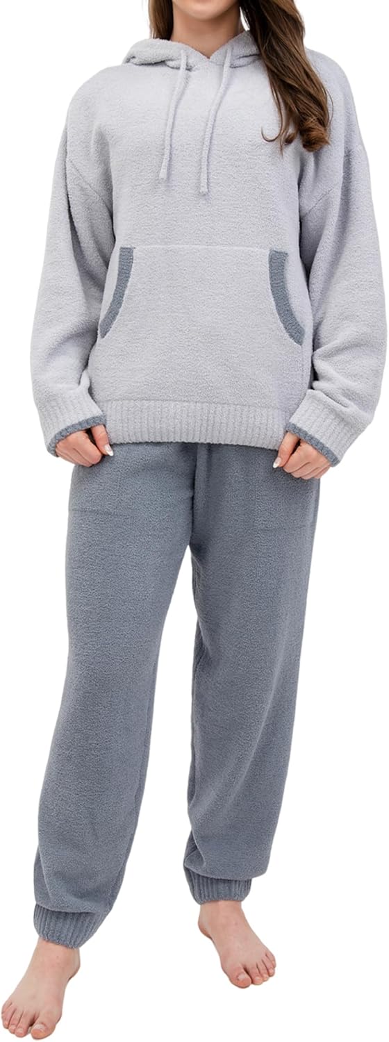 DAVID ARCHY Fleece Pajamas Women Warm Winter Fuzzy Cozy Pjs Sets Soft Comfy Long Sleeve Tops and Pants Sleepwear Loungewear