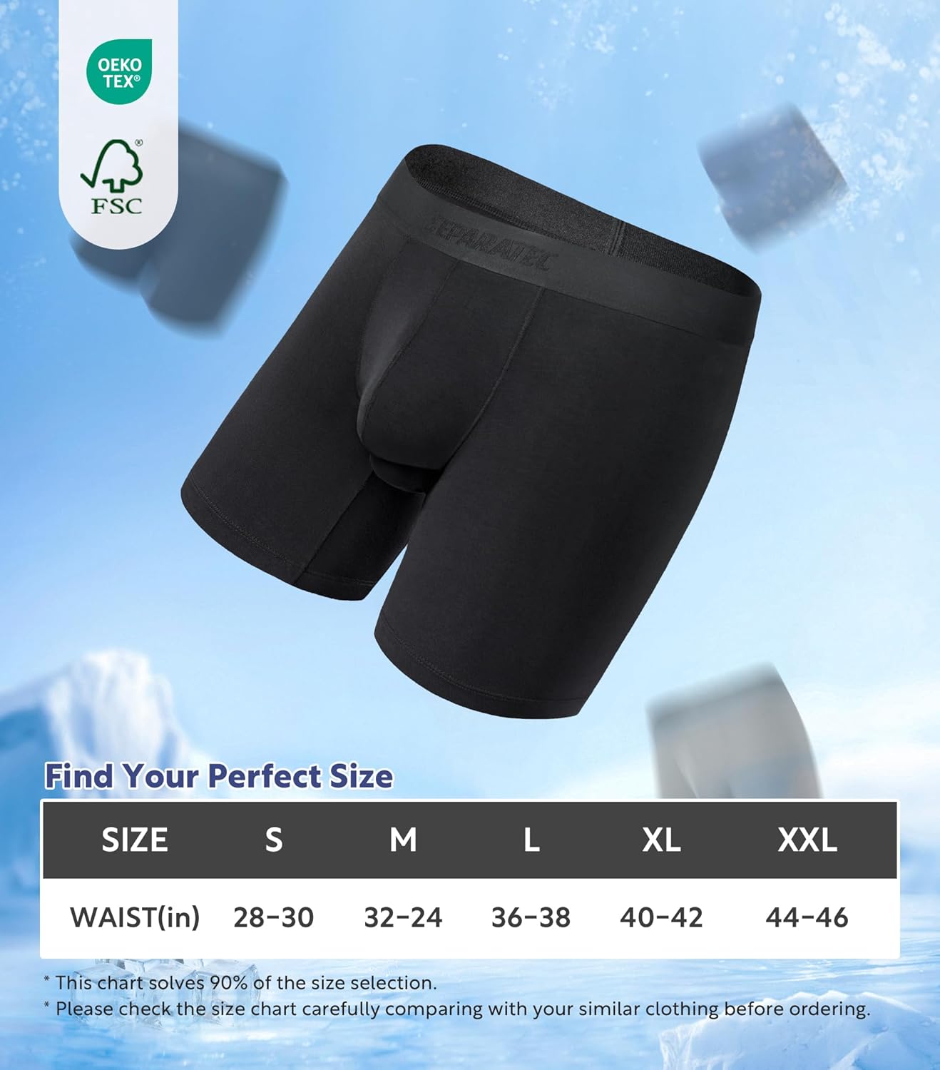 Separatec Mens Underwear with Pouch Moisture Wicking Rayon Made From Bamboo Underwear Men Breathable Boxer Briefs 3 or 6 Pack