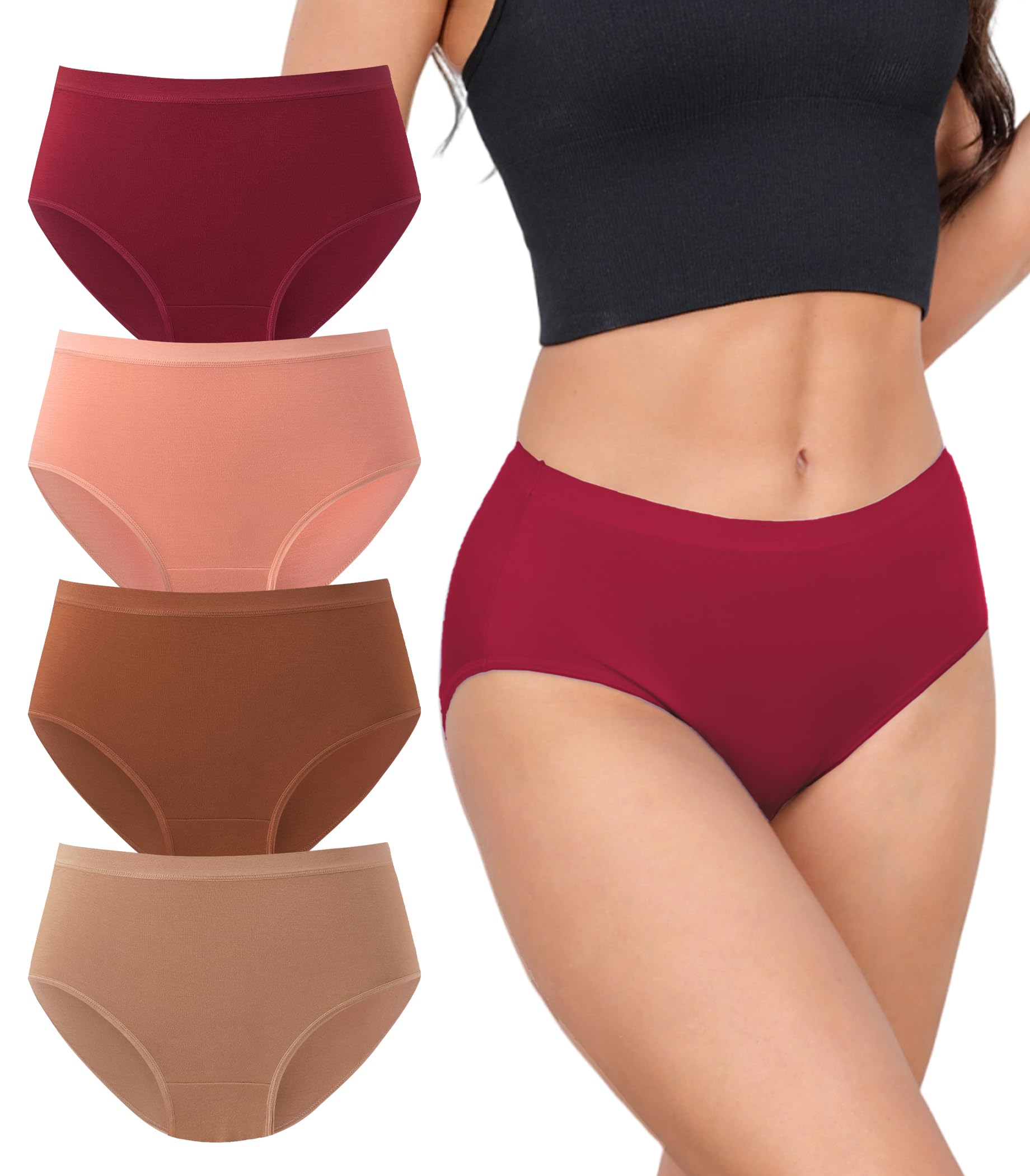 DAVID ARCHY Womens Underwear, Bamboo Rayon Women's Briefs - Moisture Wicking Panties, Soft & Breathable, 4 Pack