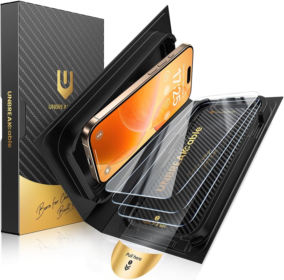 UNBREAKcable for iPhone 16 Pro Screen Protector [Quick-Installation Box] 3-Pack 9H+ Hardness Shatterproof Tempered Glass [99.99% HD Clear] [Case Friendly] [Bubble Free] for Apple 16 Pro 6.3 inch