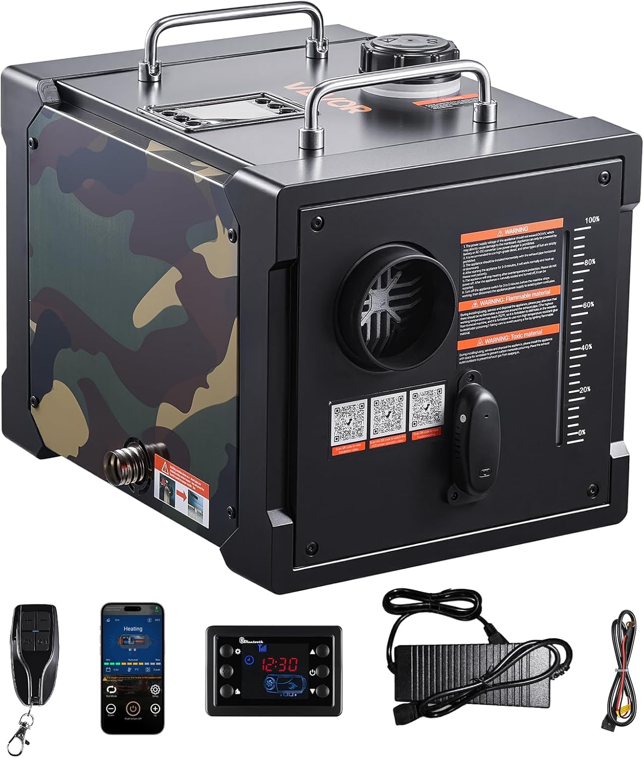 VEVOR Diesel Heater 8KW, DC 12V/24V, All in One Portable Diesel Air Heater with Bluetooth APP Control, Remote Control and LCD Screen, 1.9 Gal Fuel Tank for Trucks, Vans, RVs, Campers, and Garages