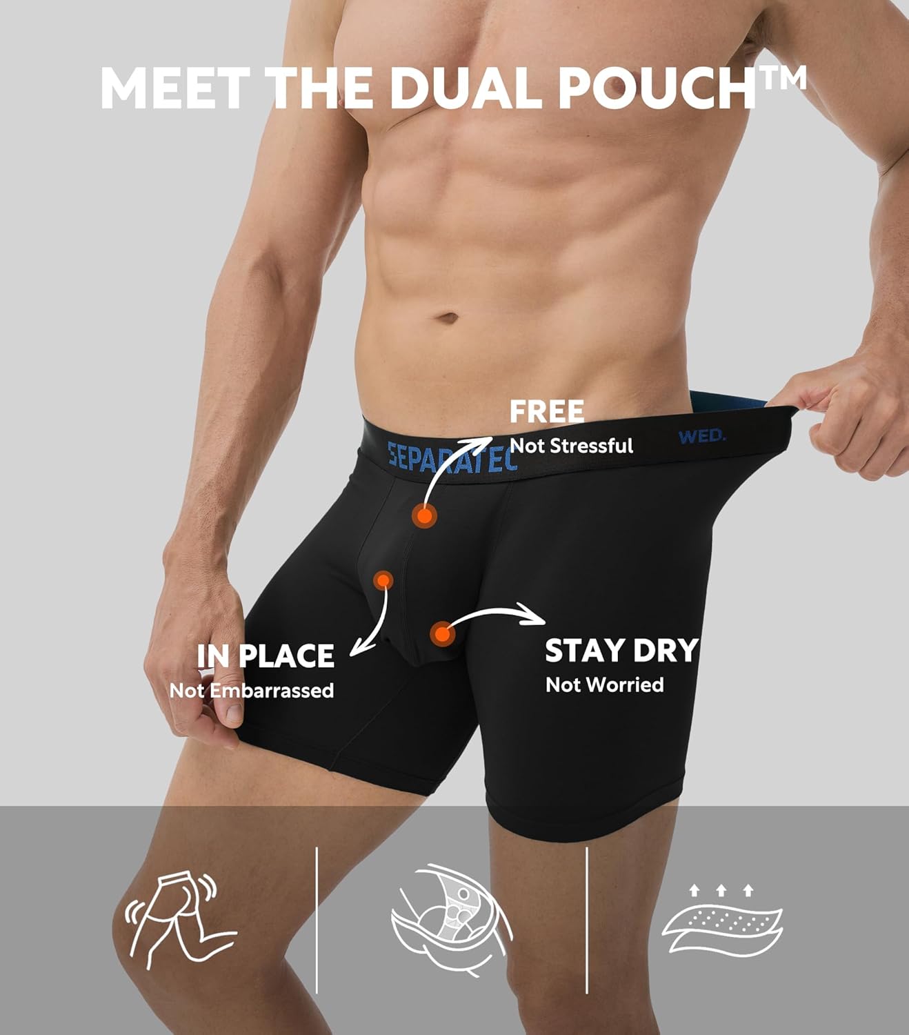 Separatec Dual Pouch Mens Underwear Breathable Cooling Rayon Made from Bamboo Underwear Men, Boxer Briefs and Trunks 7 Pack